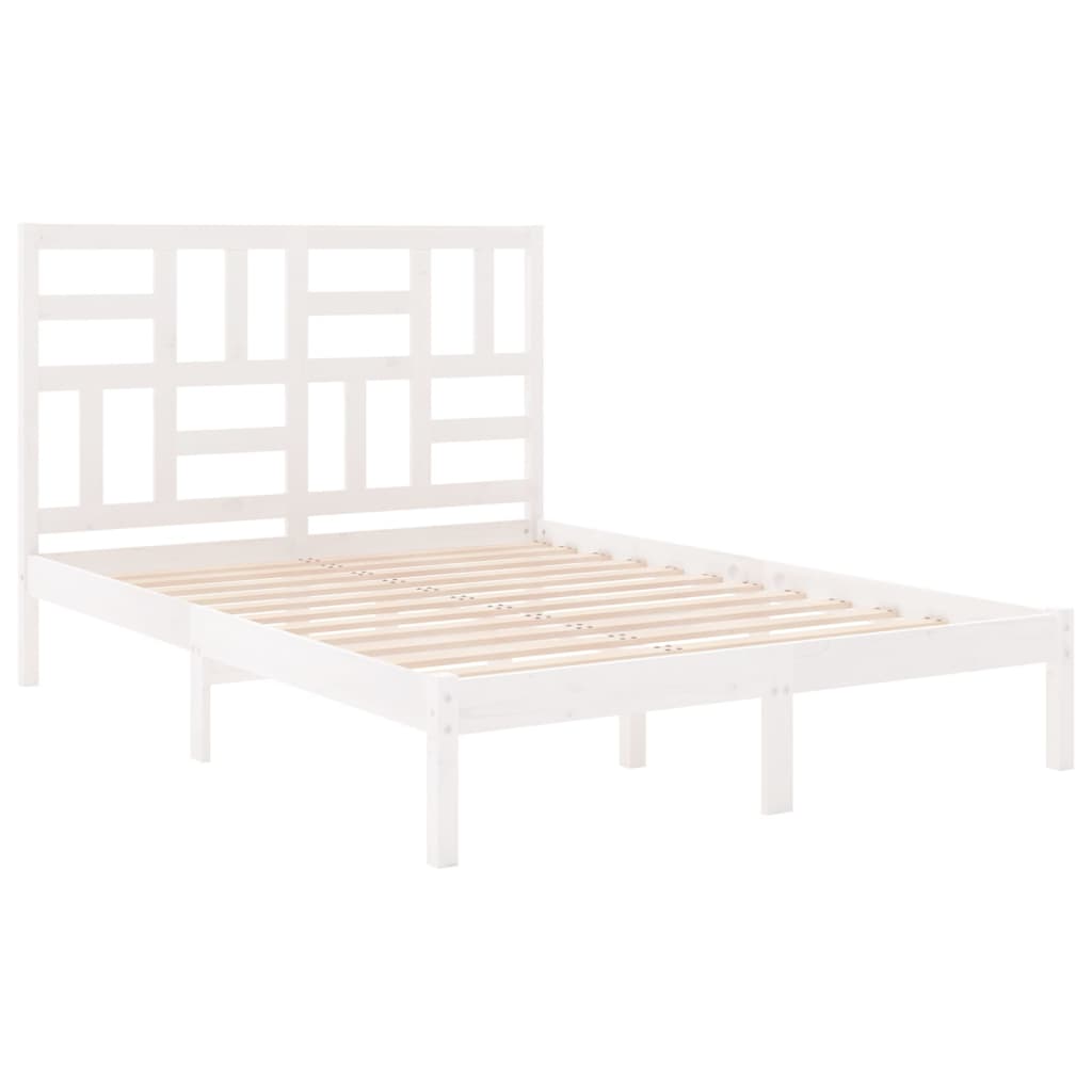 Maison Exclusive - Estrutura de cama 140x190 cm madeira maciça branco - 4