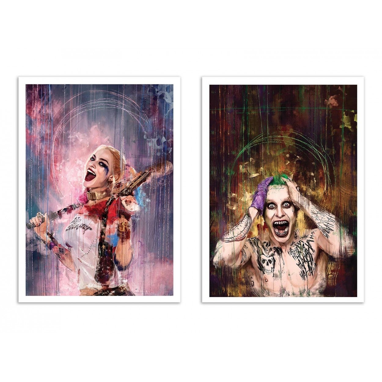 2 art-posters 30 x 40 cm - duo harley quinn and joker - wisesnail - 30 x 40 cm