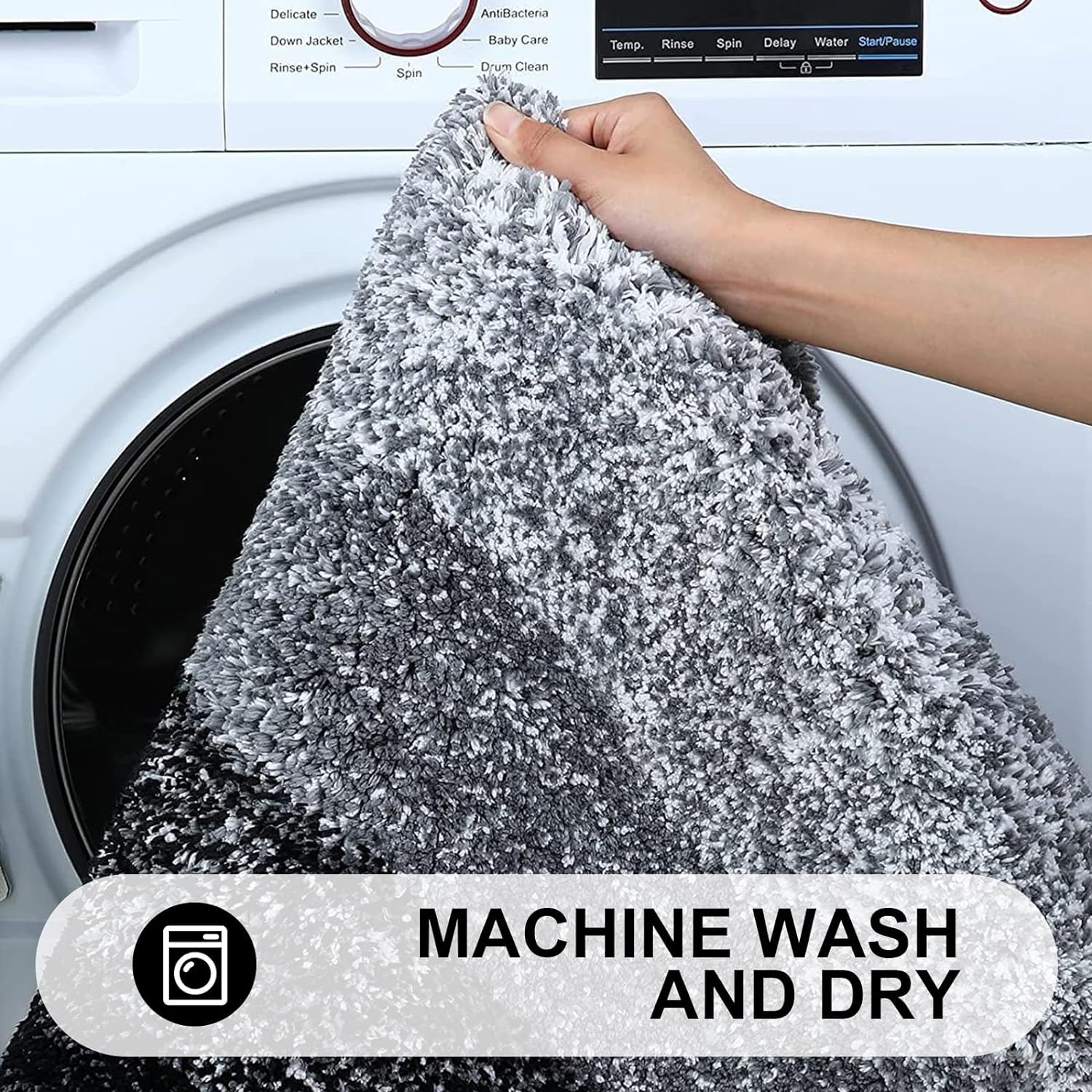 Tapis de bain antidérapant 40 x 60 cm, tapis de douche absorbant pour douche, bain, WC, bleu - 5