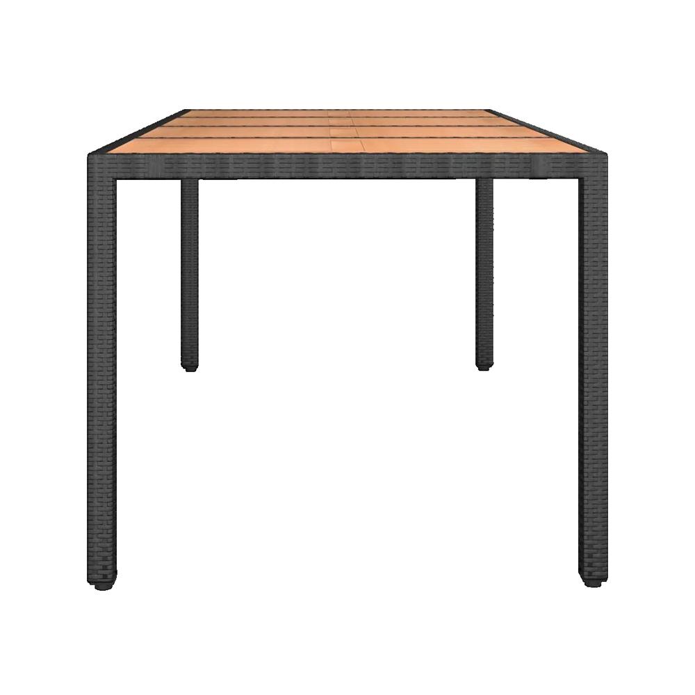 Stół ogrodowy vidaXL 190x90x75 cm Rattan i drewno masywne czarny