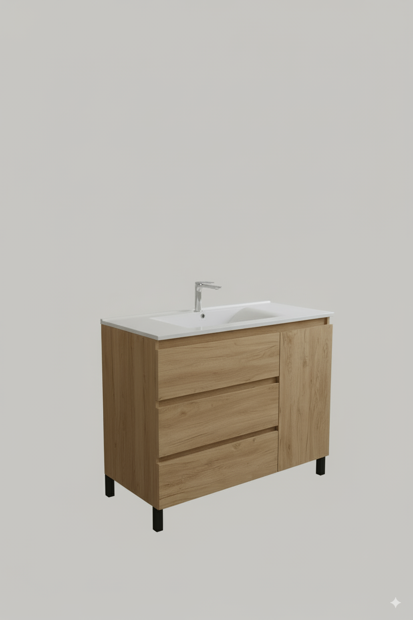 Ensemble meuble et plan de travail Alessandria, 80 cm, finition chêne guadarrama avec poignée exécutive - 2