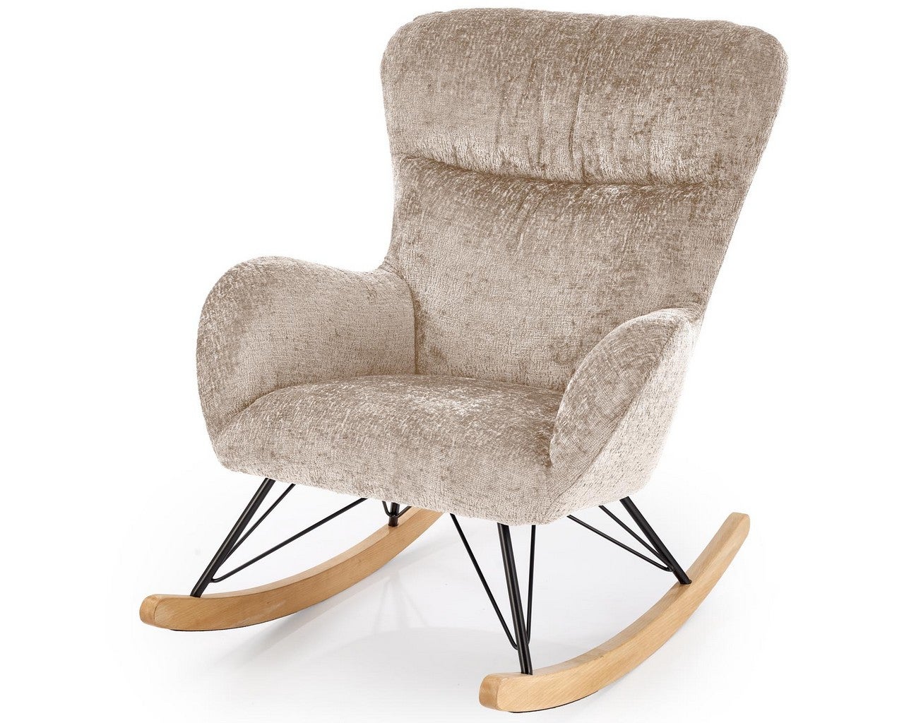 Rocking Chair beige avec piètement en bois massif et métal noir Heather ...