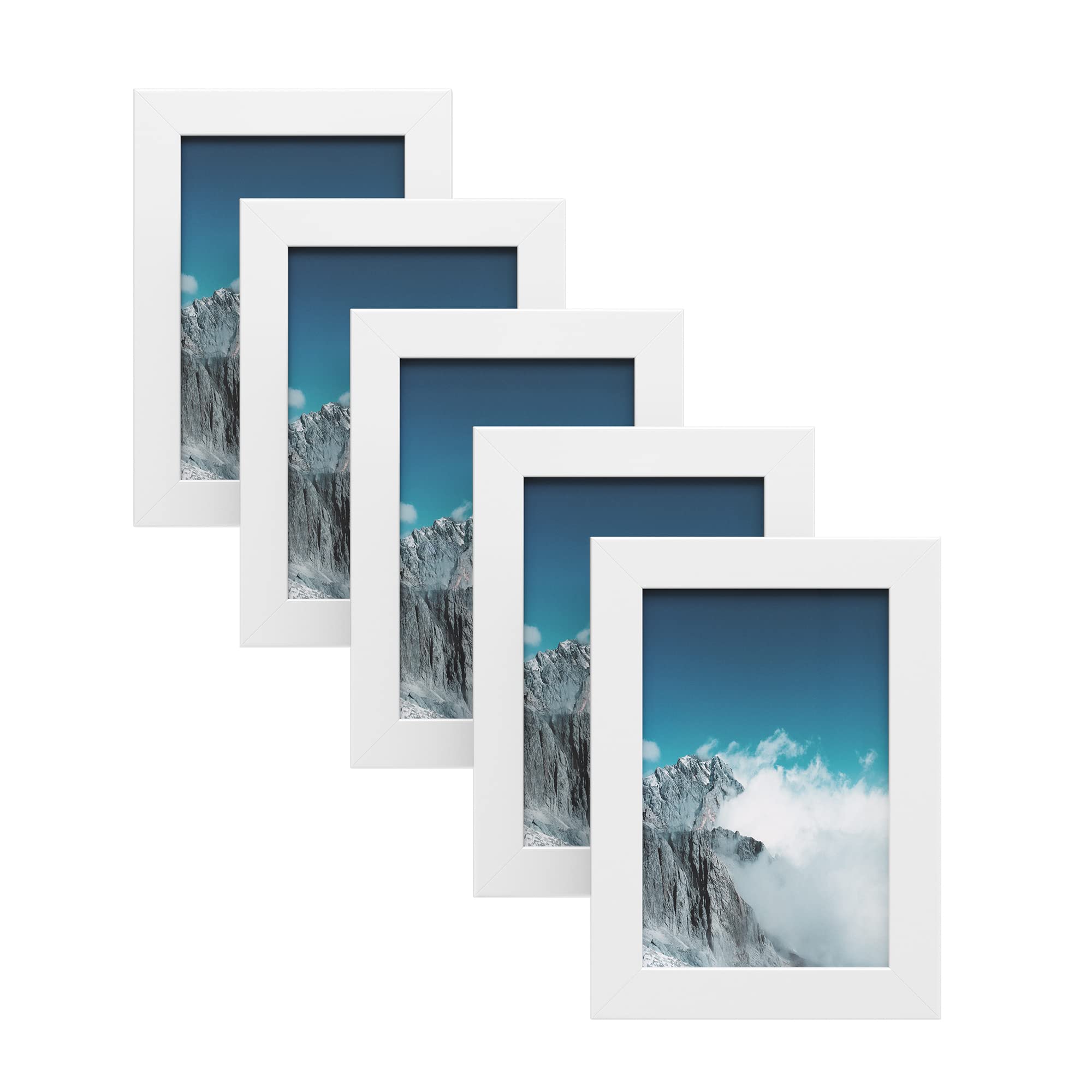 Songmics set di 5 cornici per foto, regalo, souvenir, vetro, mdf e1, 10 x 15 cm, bianco rpf35wt