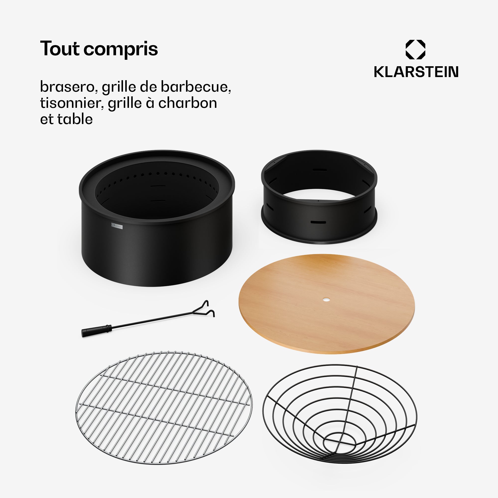 BLUMFELDT Pompeji brasero avec grille | pare-étincelles | stable | robuste | 60 cm Noir - 6
