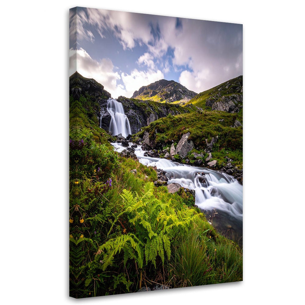 Obraz do salonu sypialni biura, Wodospad góry pejzaż natura 70x100