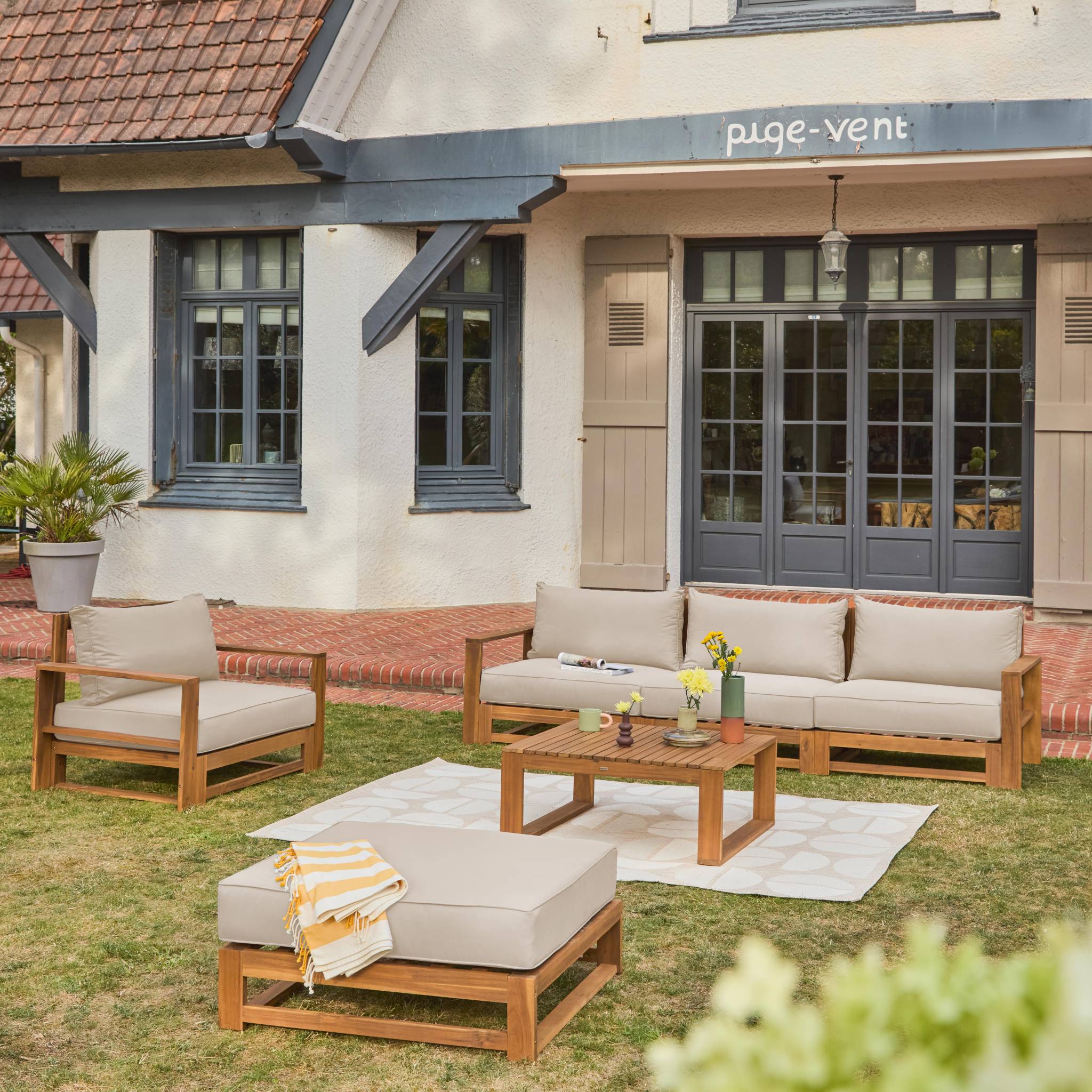 Salon de jardin en Bois Beige 5 personnes - 2