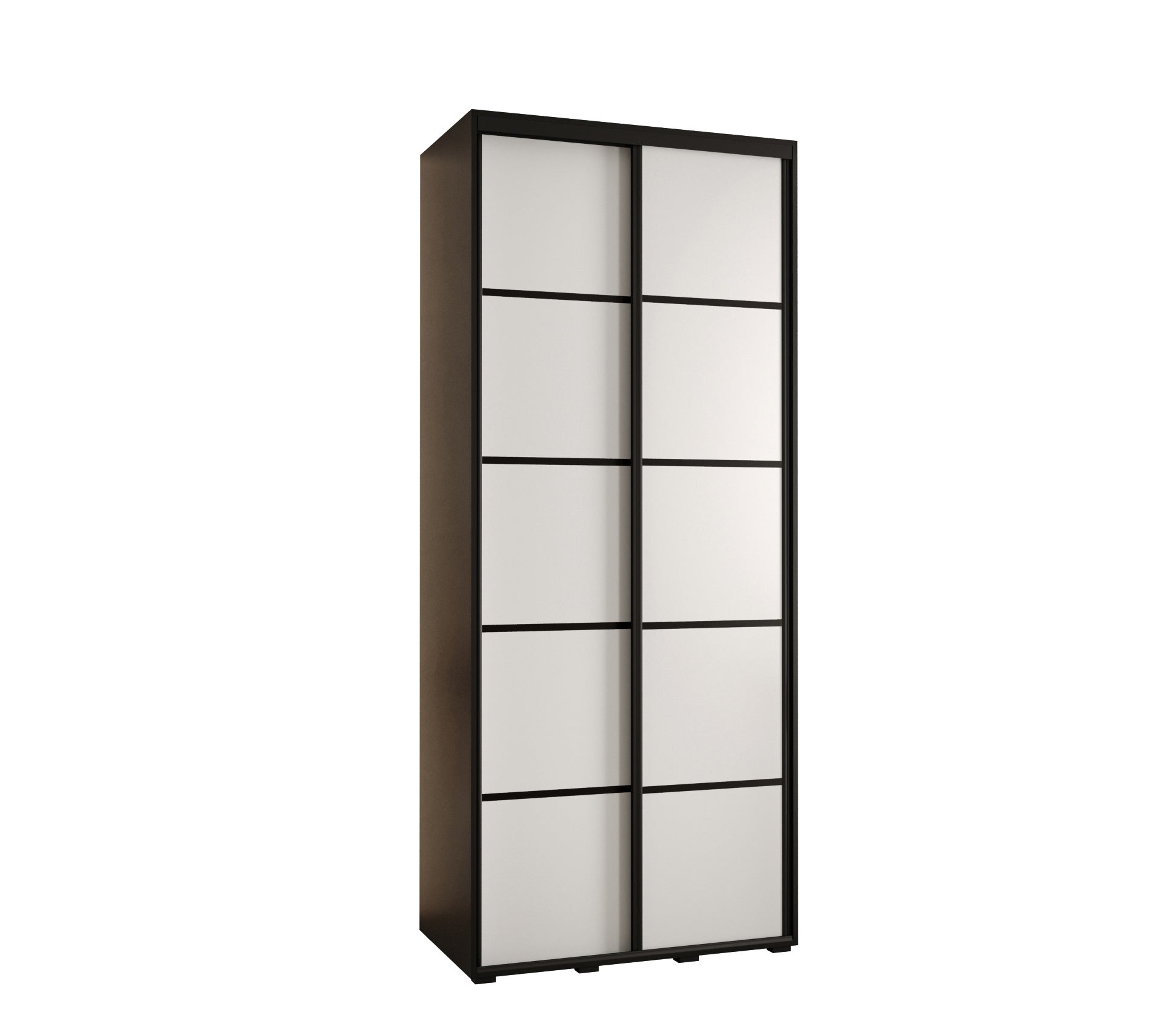 Szafa przesuwna wysoka Davos 4 110 x 45 x 235,2 cm czarny + biały + u. czarny - Abiks Meble