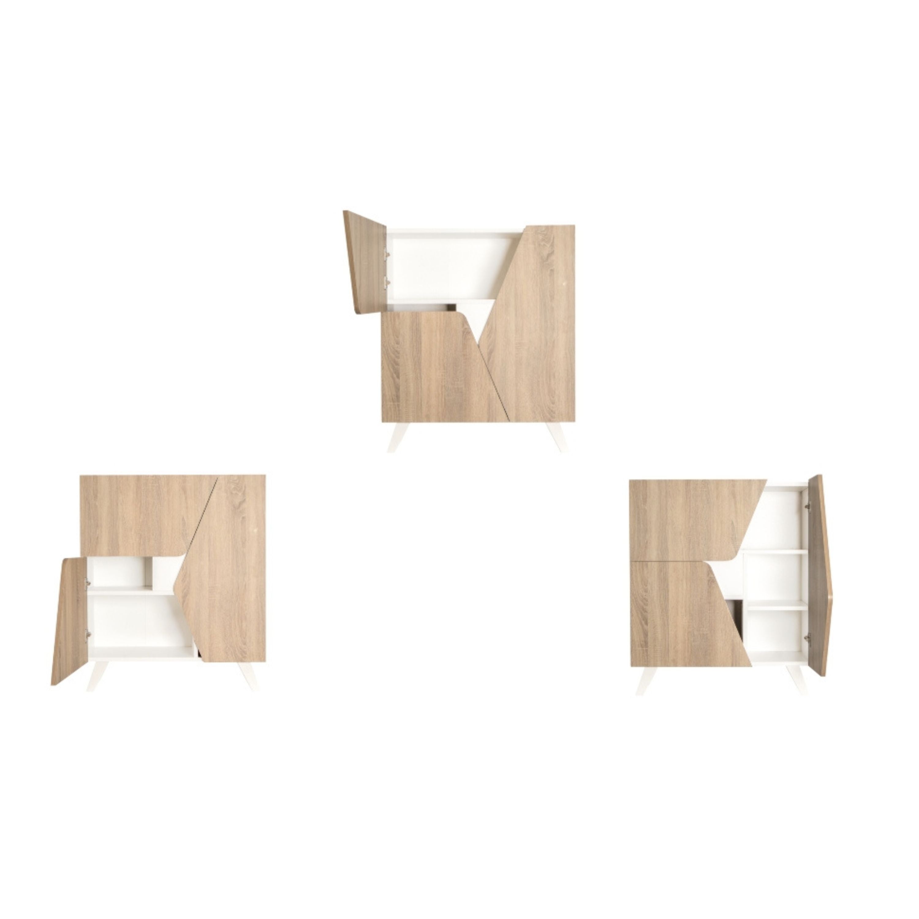 Comoda Móvel Aparador, Móvel Receptor, Aparadores para Sala, Aparador de Entrada Receptor Carvalho e Branco 80 x 94 x 34 cm. Marte - 7