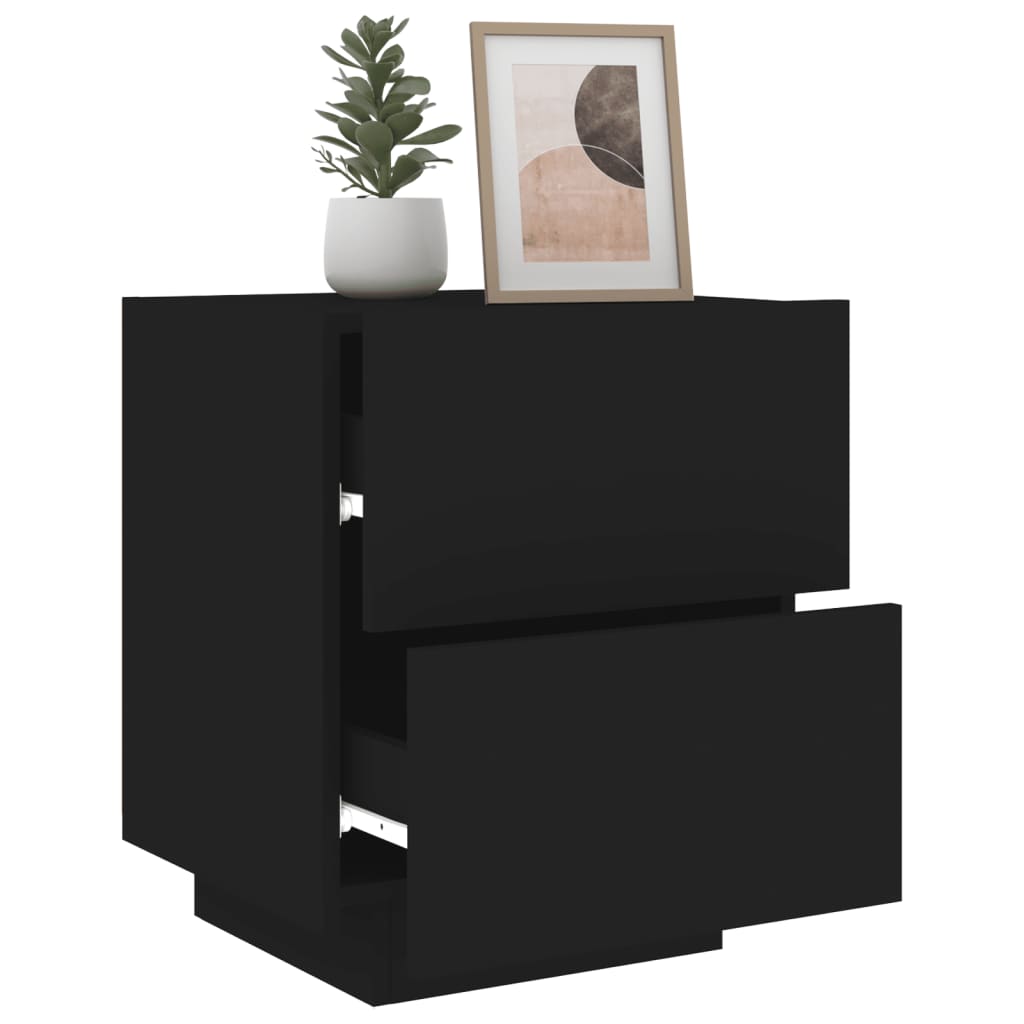 Table de chevet avec éclairage LED, bois composite noir - COMFORTXL - 5