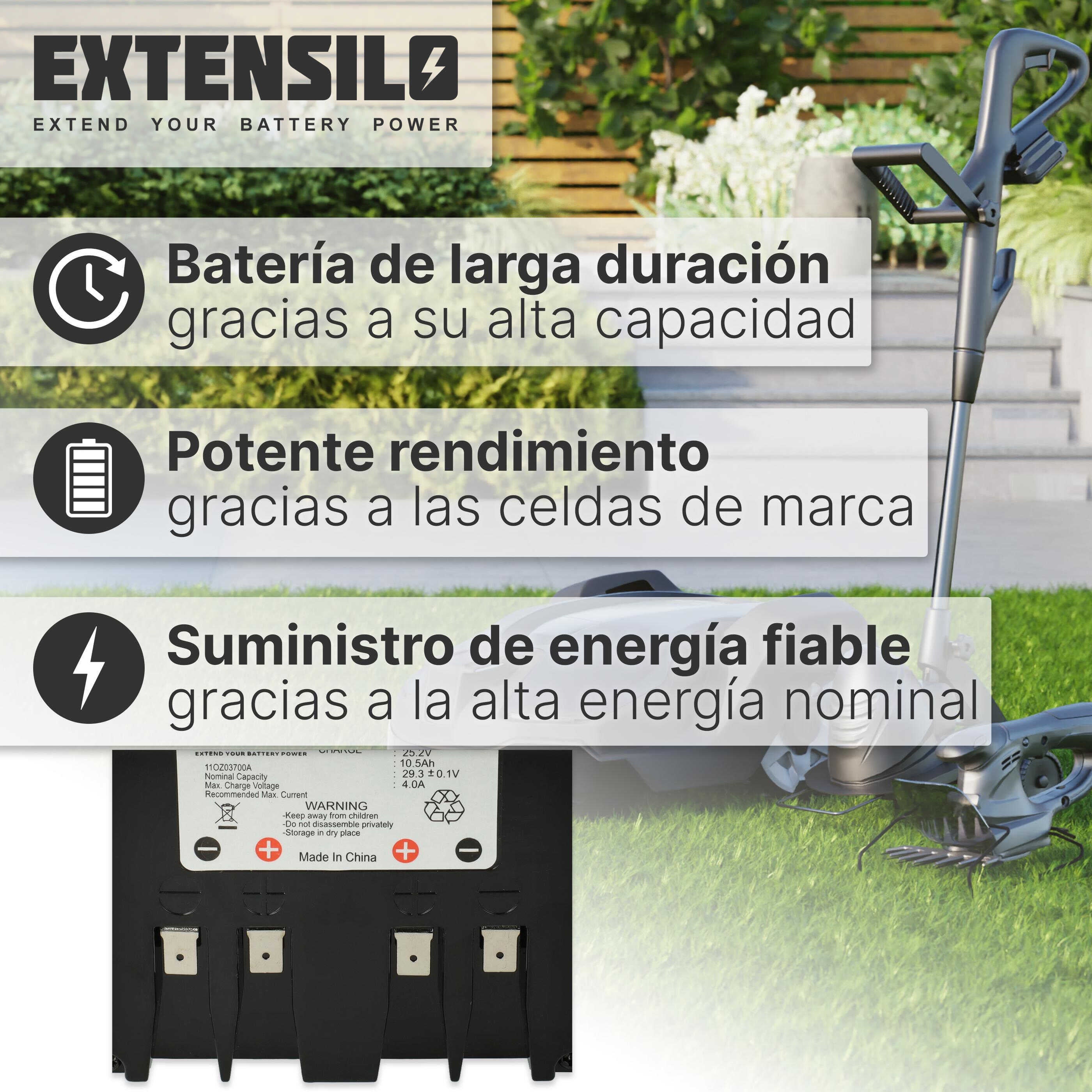 EXTENSILO Batterie compatible avec Stiga Autoclip 525 S, 520, 522, 523, 525, 527, 527 S, 720 S robot tondeuse (10500mAh, 25,2V, Li-ion) - 6