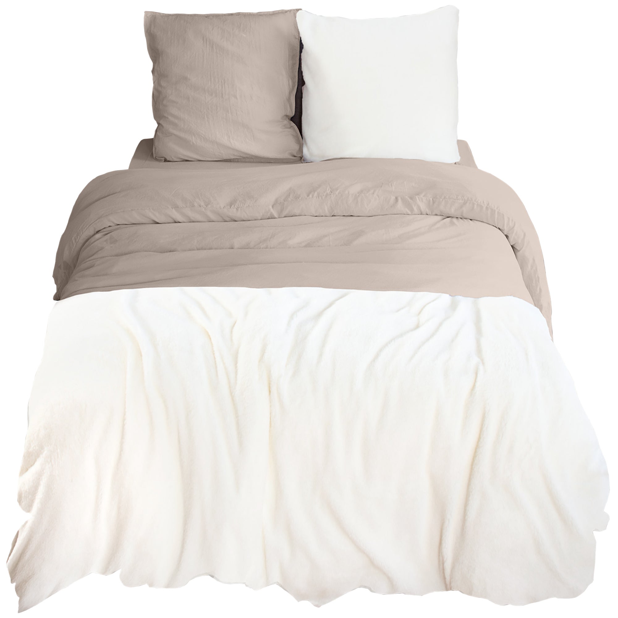 Parure De Lit Sherpa 3 Pièces – Grand Lit – Couette 230×230 + 2 Taies D’Oreiller – Sweet Home Collection