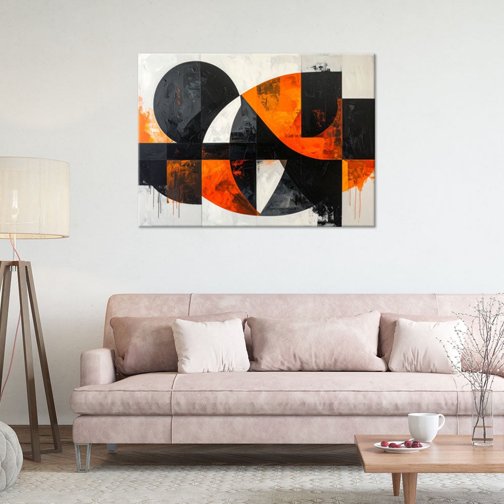 Obraz do salonu biura kuchni, Abstrakcyjne koła kształty pomarańczowy 90x60 - 2