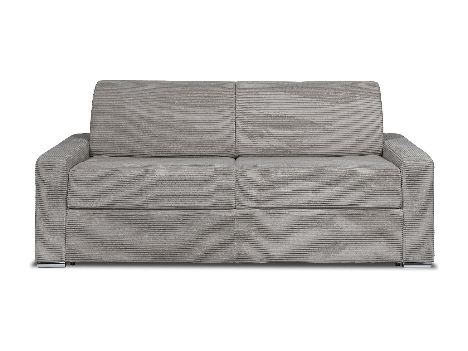 Kanapa 4-osobowa rozkładana typu express z jasnoszarego sztruksu - Miejsce do spania z szerokimi listewkami 160 cm - Materac 22 cm z pamięcią kształtu