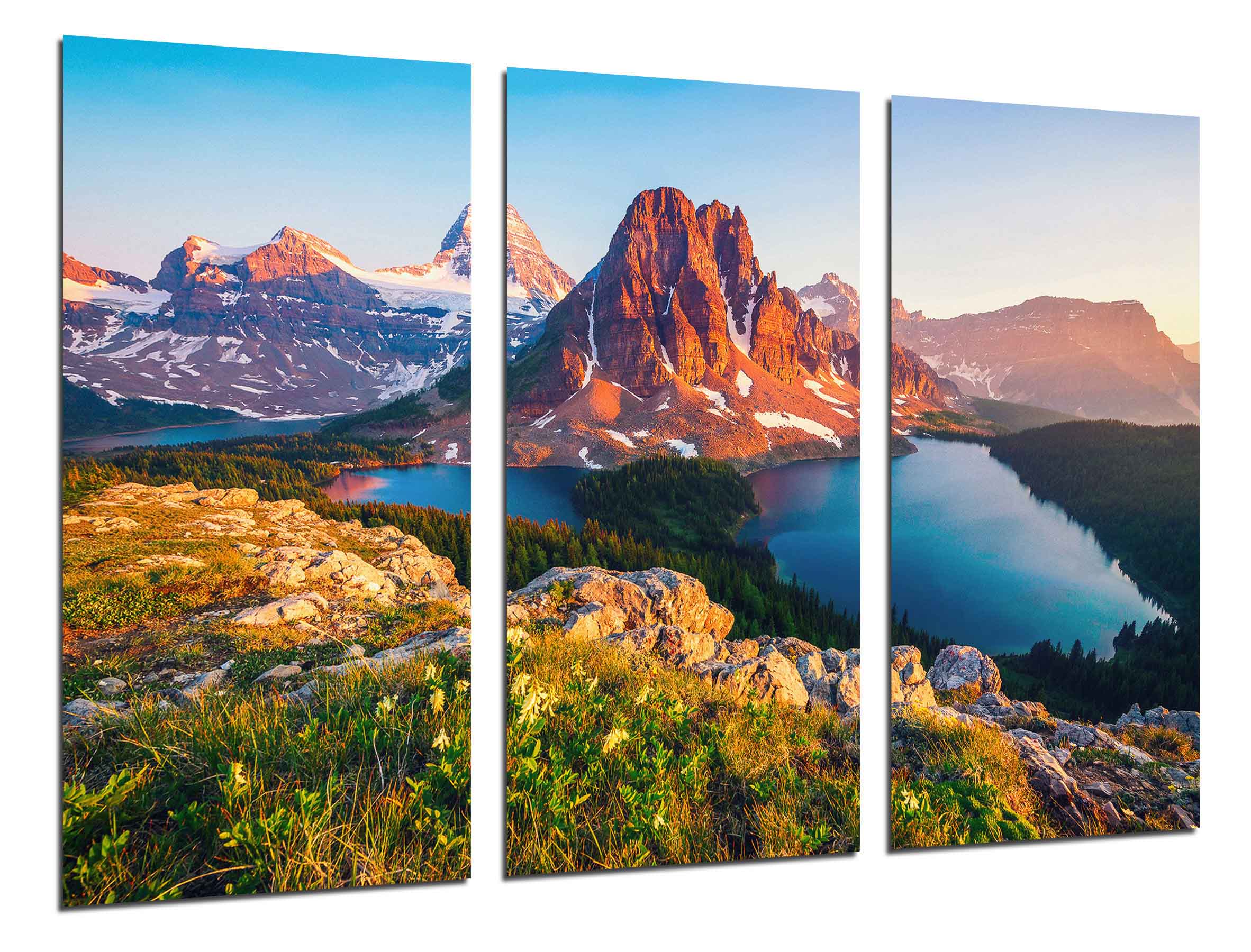 Coucher de Soleil Lac Montagne Paysage, tirage photographique sur bois ...