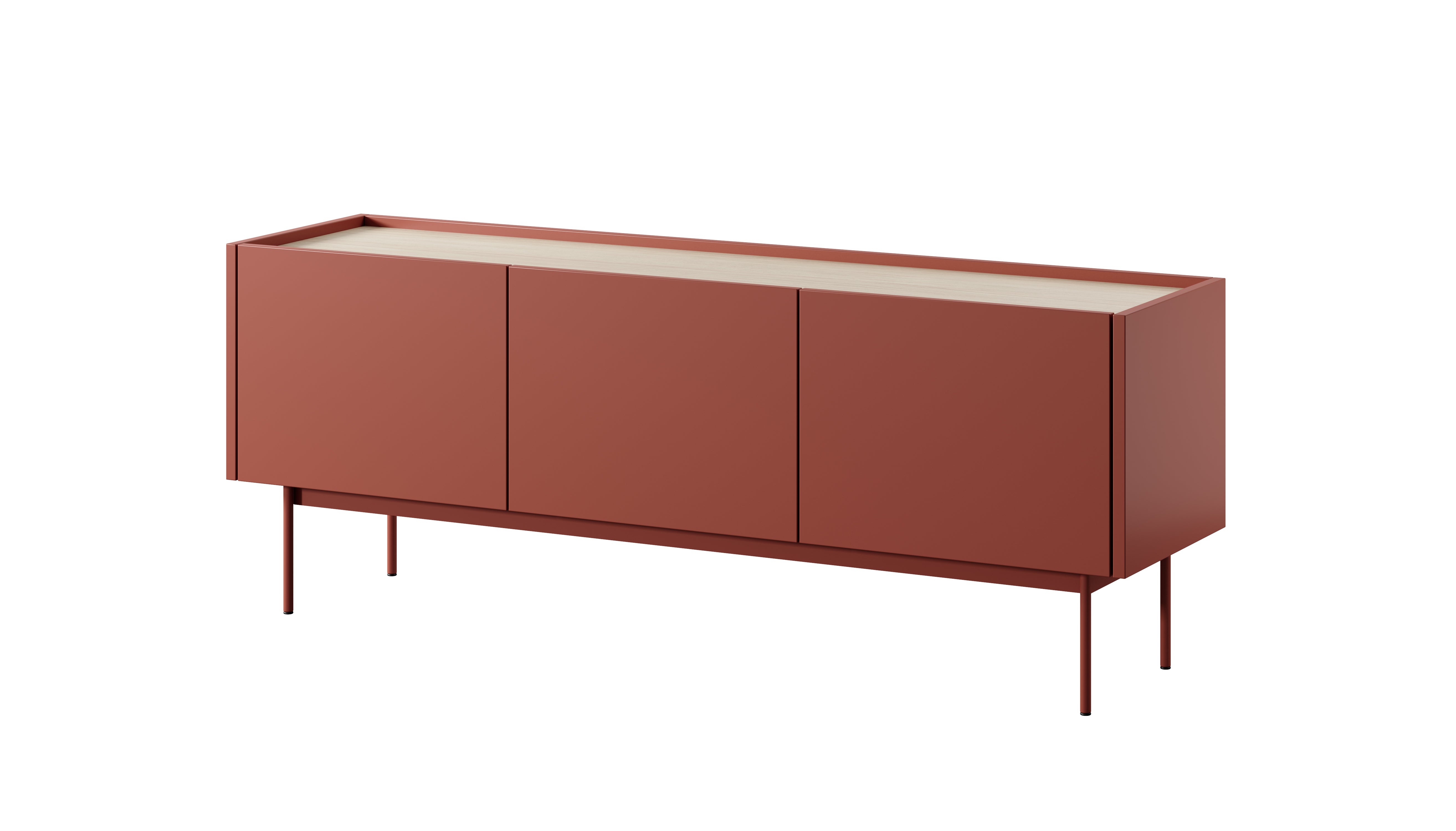 Szafka RTV, Cegła, blat: dąb Linea, 144 x 55 x 37 cm