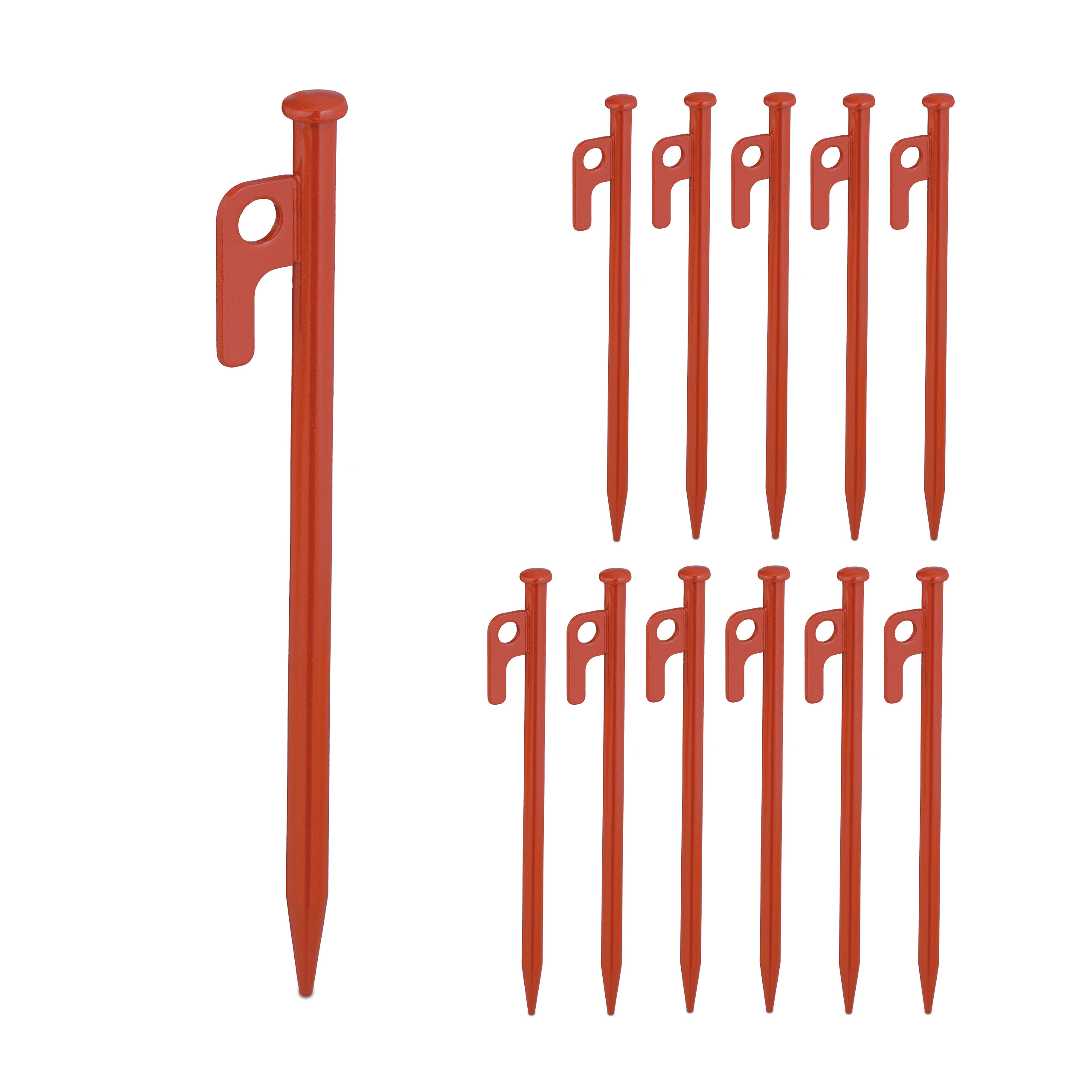 Relaxdays Picchetti Da Tenda In Acciaio Zincato, Set Da 12, 20 Cm, Rosso – Per Terreni Duri E Vento Forte, Ideali Per Campeggio E Teli Da Spiaggia