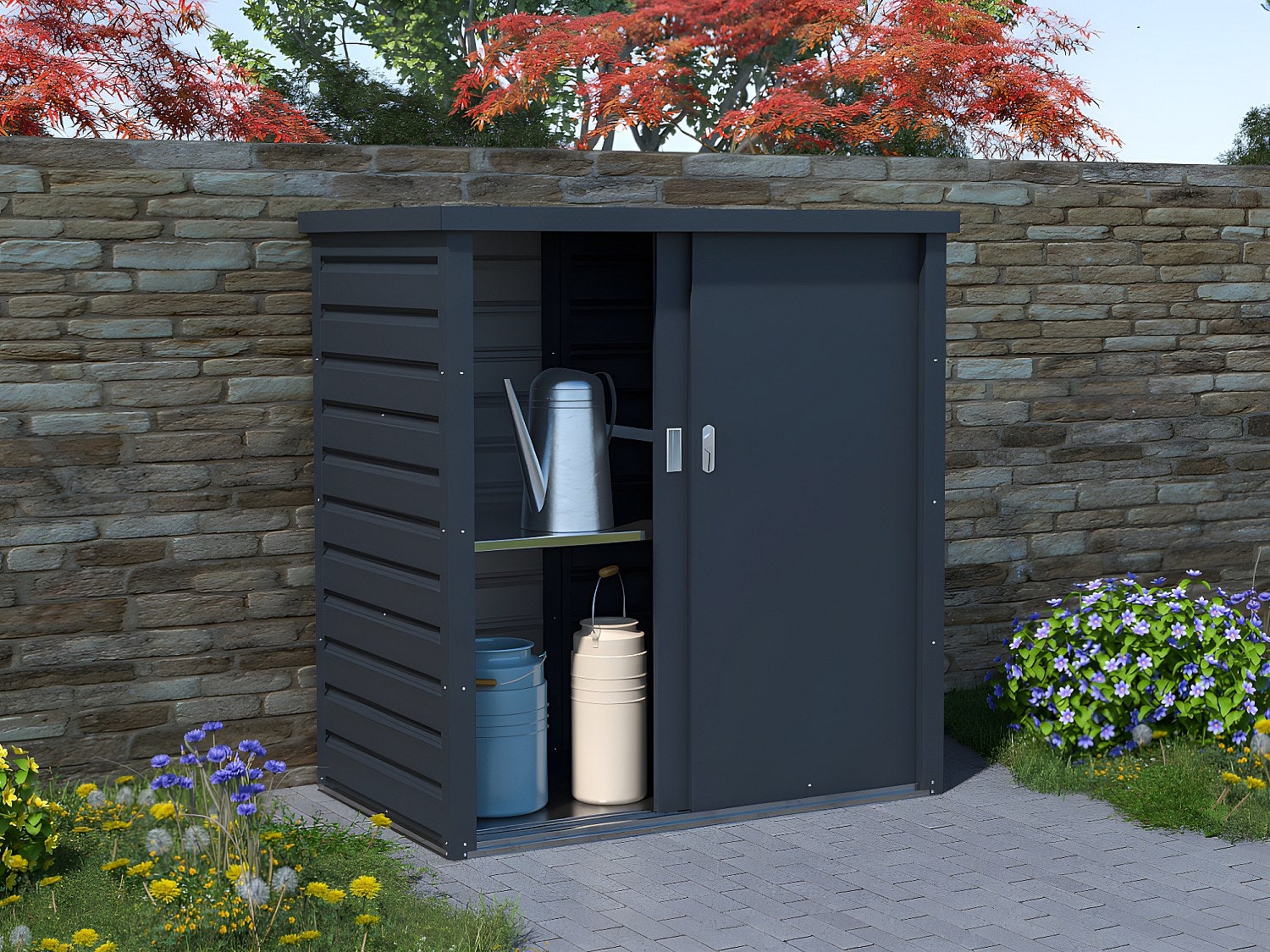 Szafa ogrodowa ze stali galwanizowanej w kolorze szarym REIVAX - 1,31 m3 - Dł.125x Gł.80 x Wys.131 cm