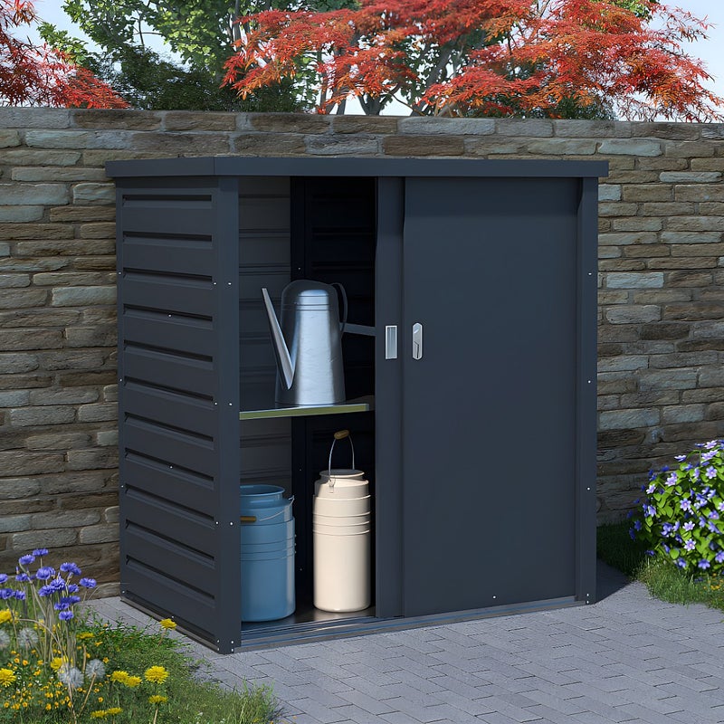 Szafa ogrodowa ze stali galwanizowanej w kolorze szarym REIVAX - 1,31 m3 - Dł.125x Gł.80 x Wys.131 cm
