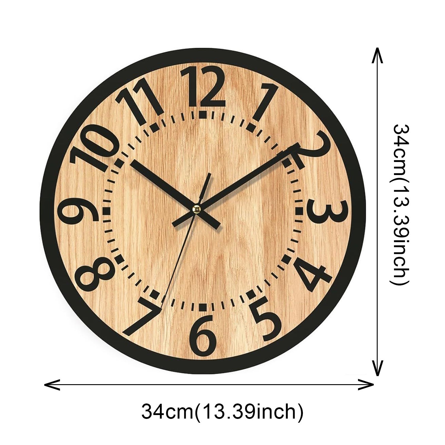 Reloj de pared de madera 34x34 cm, diseño minimalista, silencioso y elegante para salón y oficina - 4