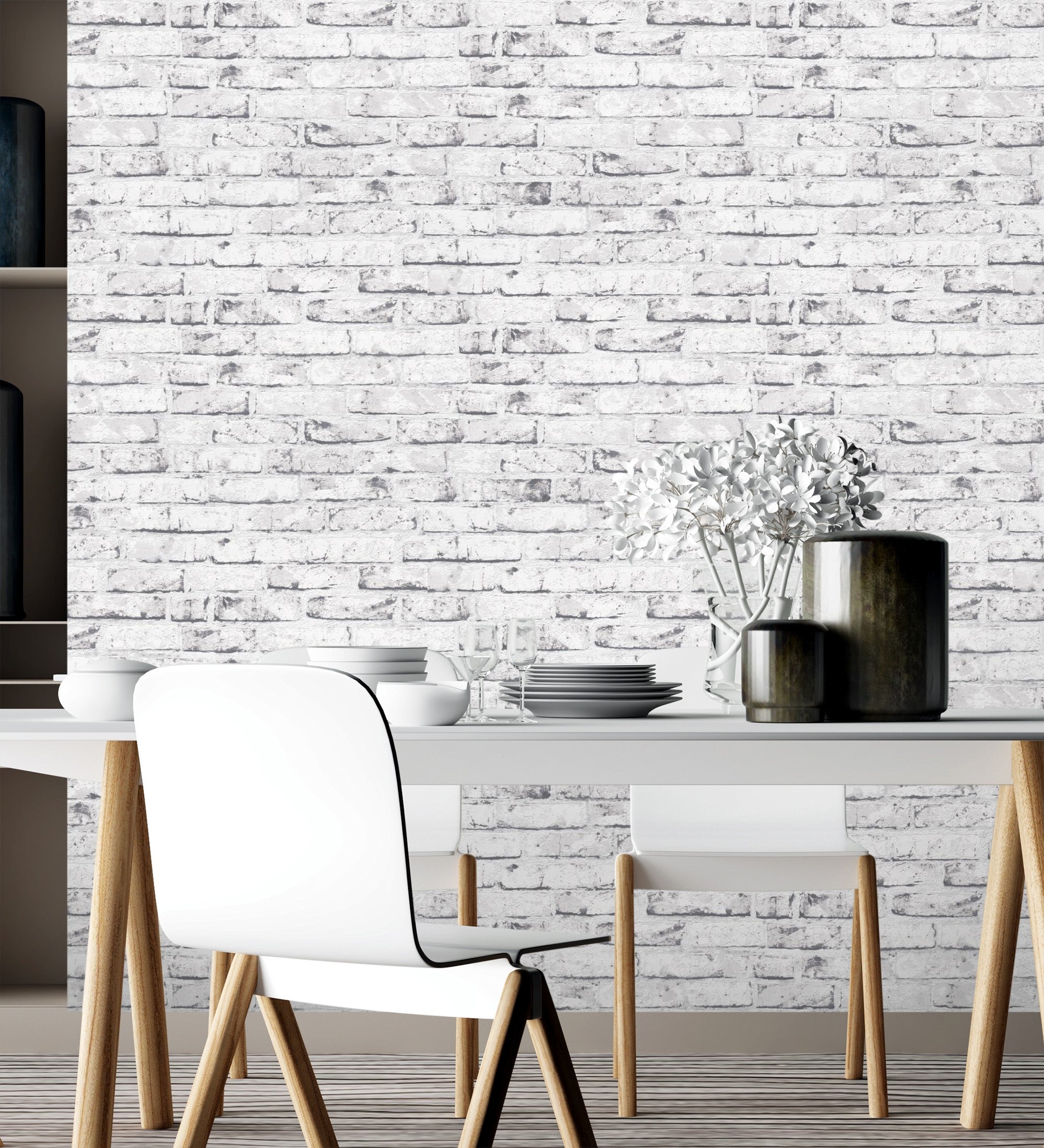 Papel pintado vinílico lavable efecto ladrillo vintage blanco y gris relieve 3D - Nevada 453171 de GAULAN - Rollo de 10 m x 0,53 m - 6