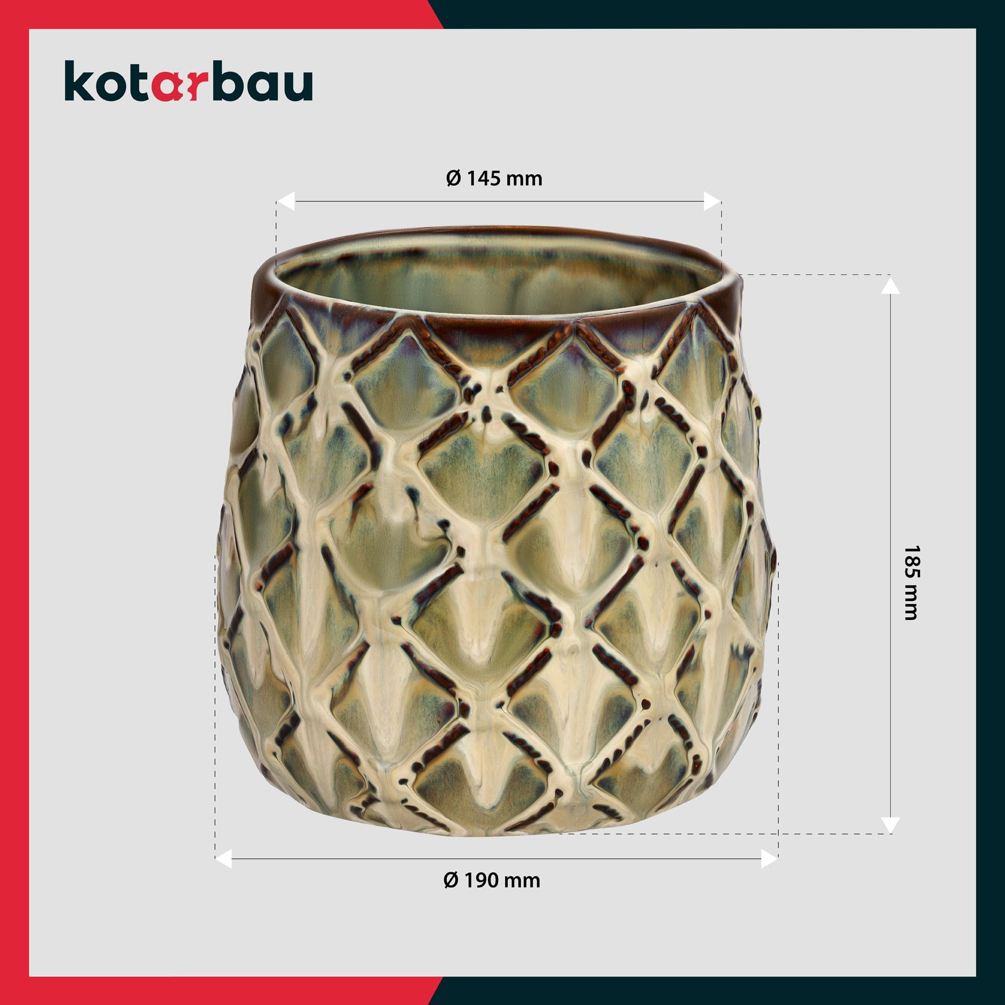 2x doniczka ananas donica osłonka ceramiczna fi 145 ceramika ozdoba kwiaty - KOTARBAU - 3