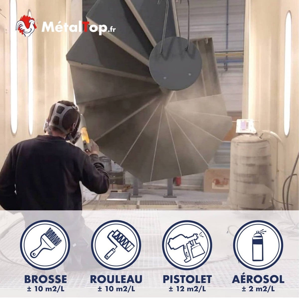 Peinture Escalier Metal - Metaltop - Gris beige - RAL 7006 - Pot 15L - 5