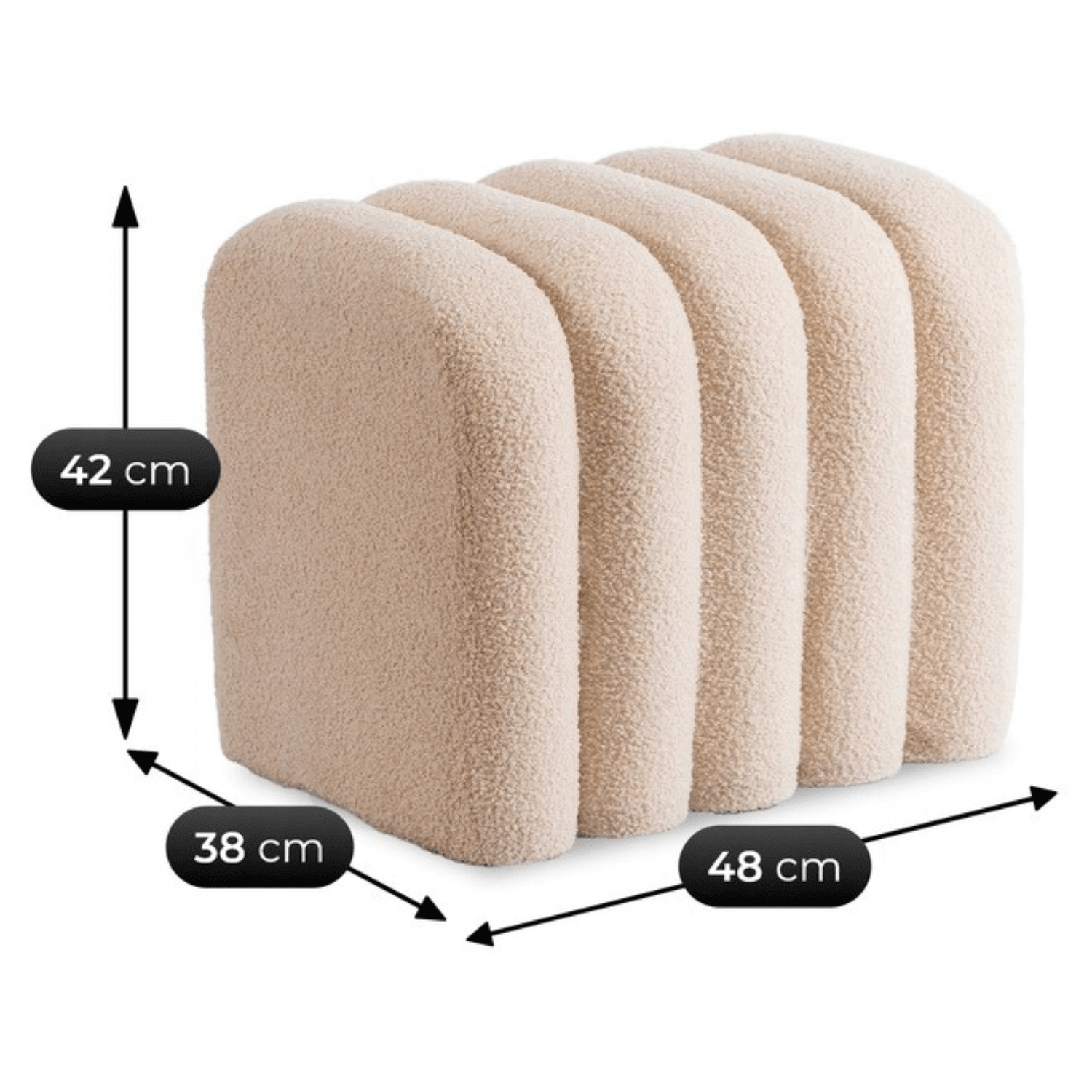 Pufa Siedzisko Do Przedpokoju Toaletki Teddy Puf Kremowa KARBON - 6