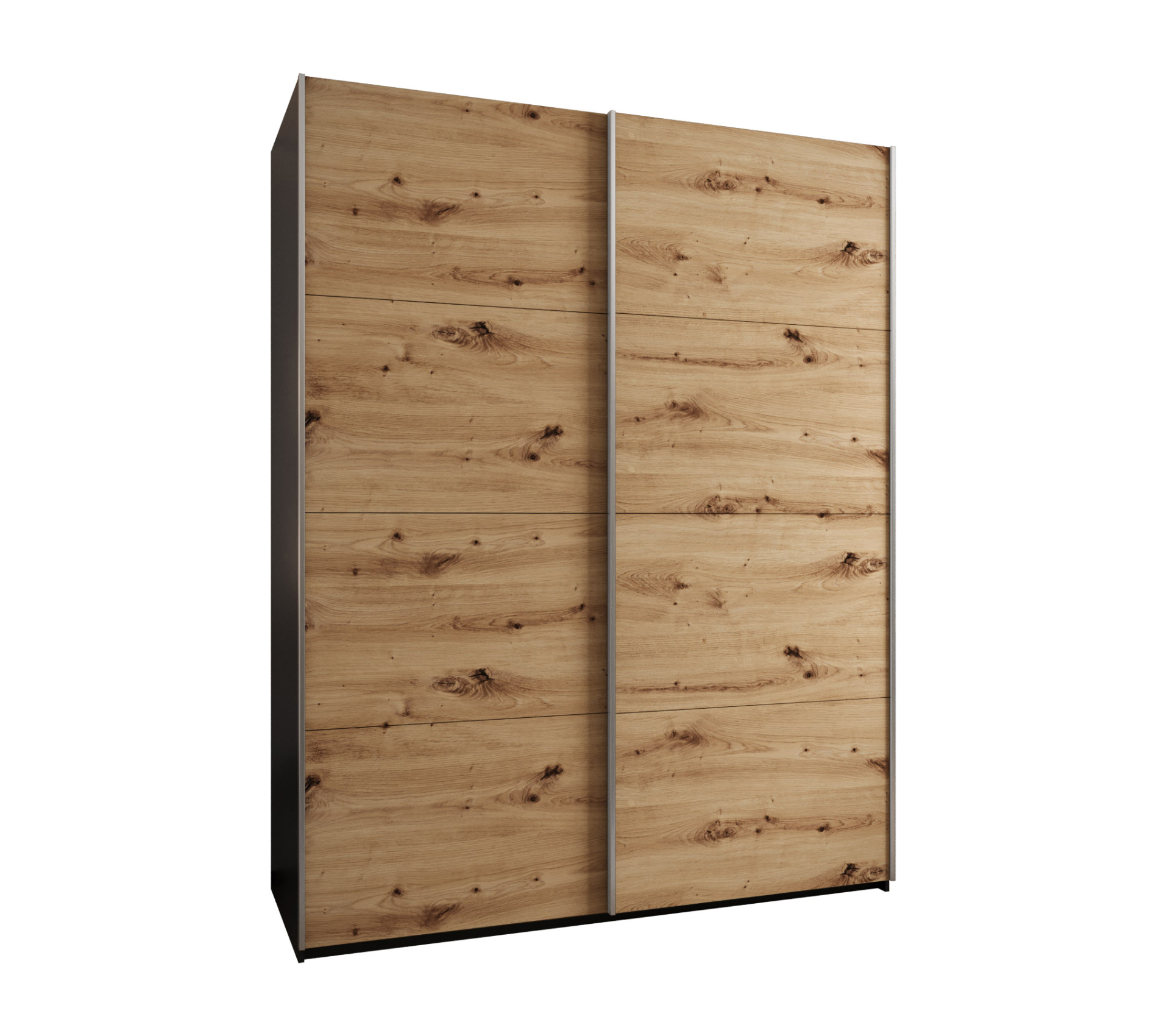 Szafa przesuwna wysoka Lux 1 200 x 64 x 245,5 cm czarny + artisan + u. srebrny - Abiks Meble