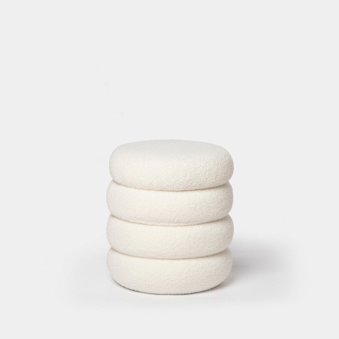 Pouf rond avec rangement rembourré en bouclé blanc Roma | Leroy Merlin