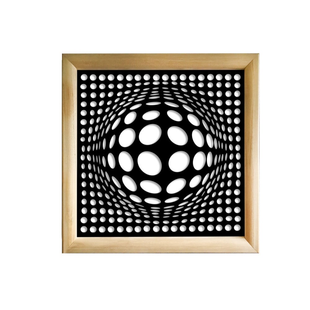 BALLS - Moduły dekoracyjne kwadratowe z drewna i PVC - Rozmiar 48x48 cm - Grubość 47 mm - Kolor wewnętrzny CZARNY