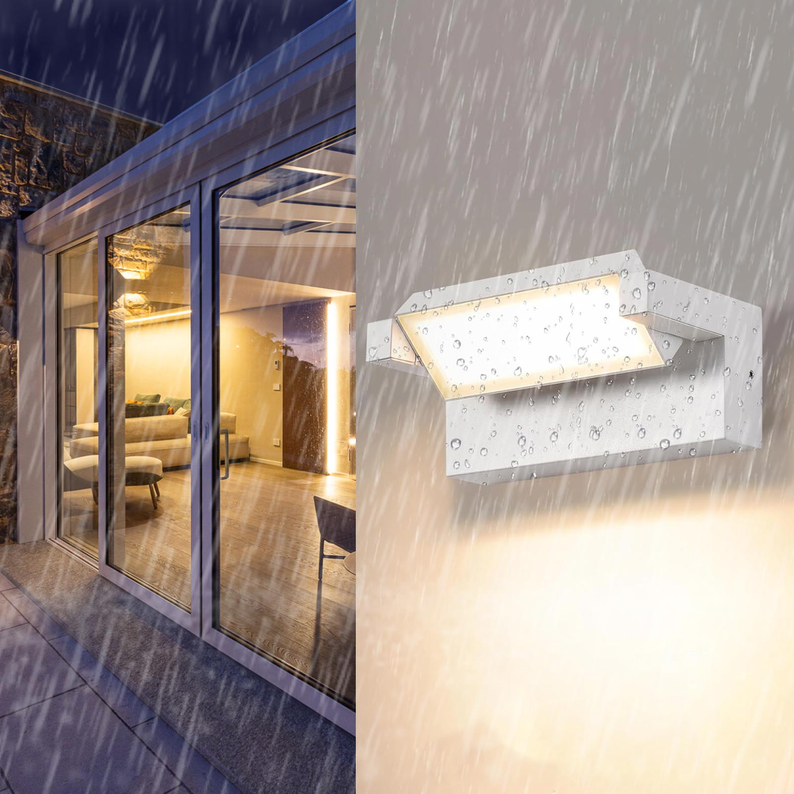 HMAKGG LED Lampada da Parete Esterno, Bianco Freddo 6000K Applique da Esterno LED Impermeabile IP65 Applique da Parete Esterno per Giardino, Garage, Officina, Cordile,19w/60cm