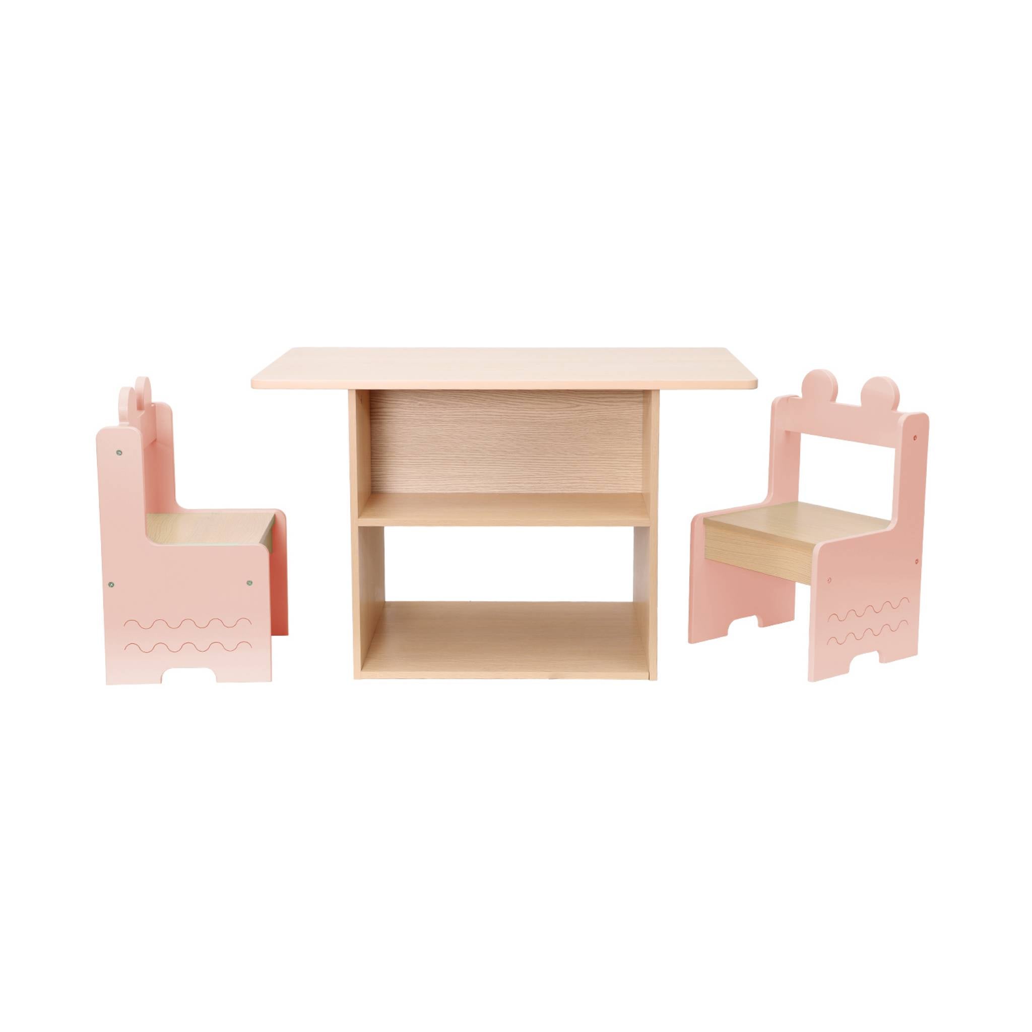 Table enfant + 2 chaises. avec étagères. rose AZUR | Leroy Merlin