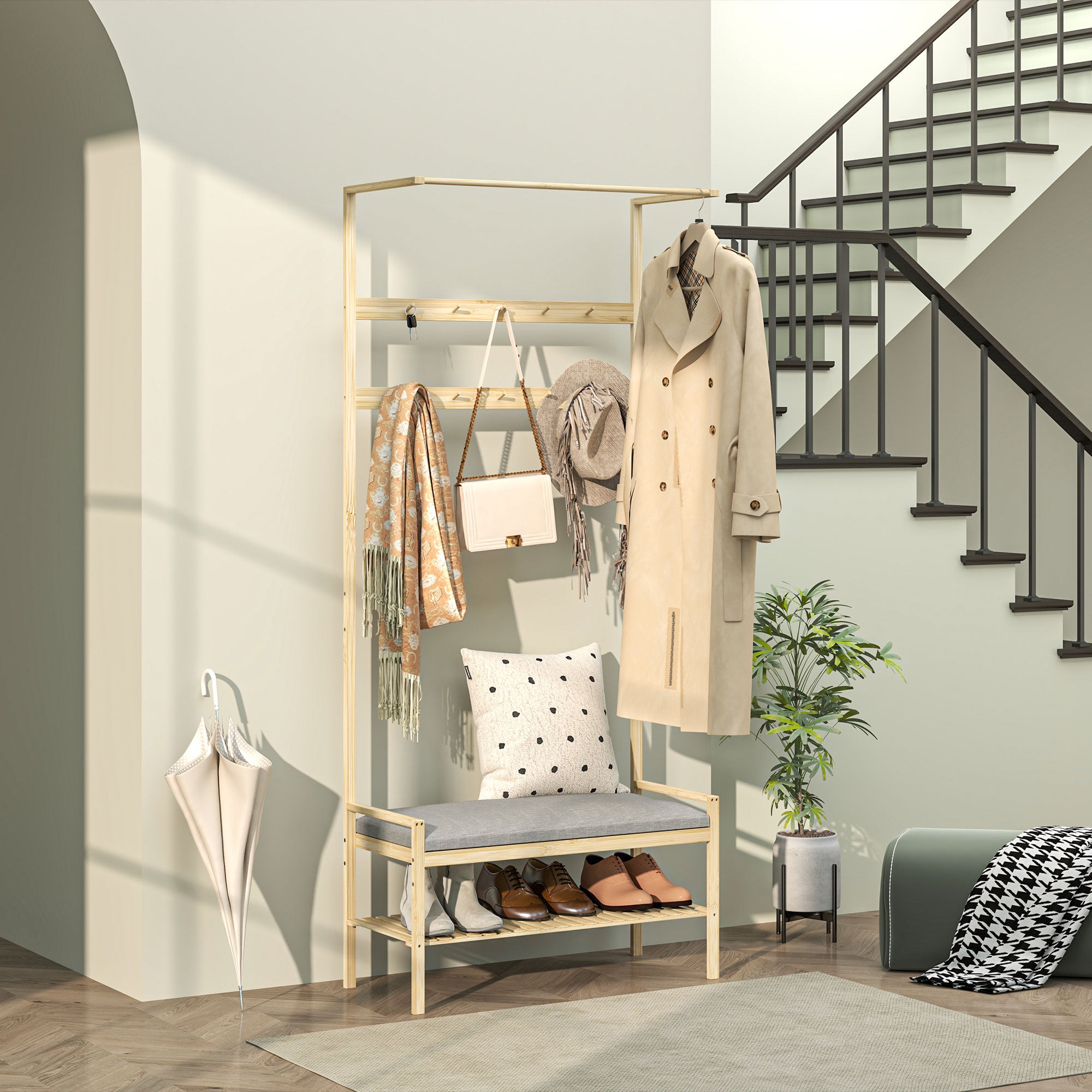 Vestiaire d'entrée Bambou HOMCOM - 2