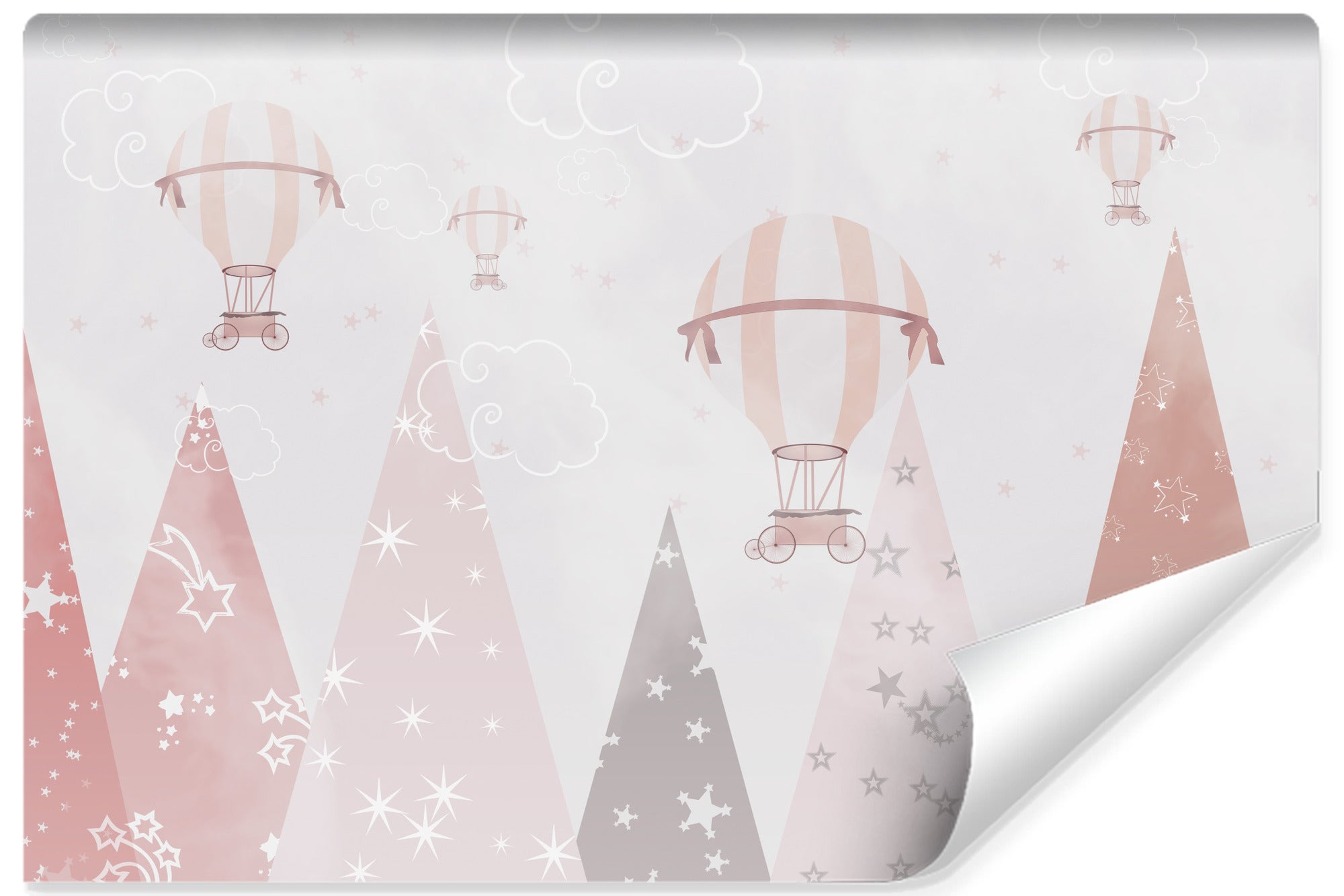 Papel pintado no tejido fotomontañas nubes globos para habitación infantil 315cm x 210cm