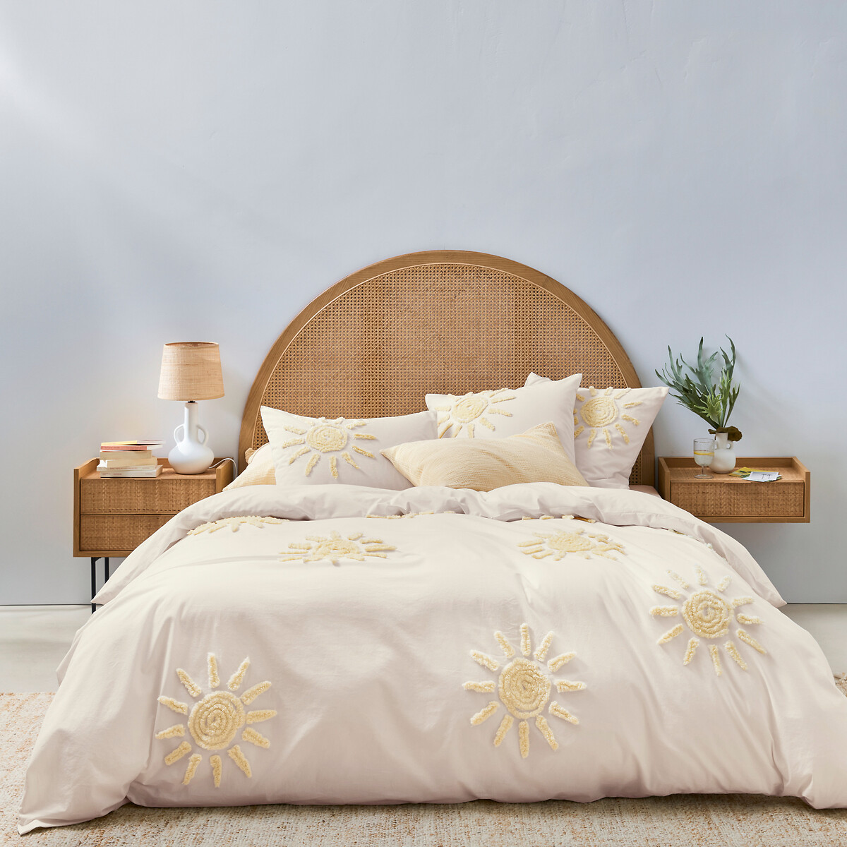 Housse de couette en coton tufté, Melenaos - Blanc/jaune - 240 x 220 cm - 5