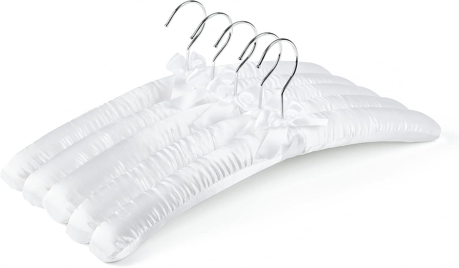 Opakowanie 10 bardzo długich, białych, satynowych wieszaków (38 cm), miękkich jedwabnych wieszaków do koszul, t-shirtów, płaszczy i swetrów ślubnych.