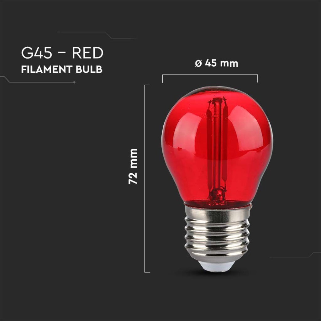 Lampadina LED E27 2W G45 Filamento Colore Rosso - 3