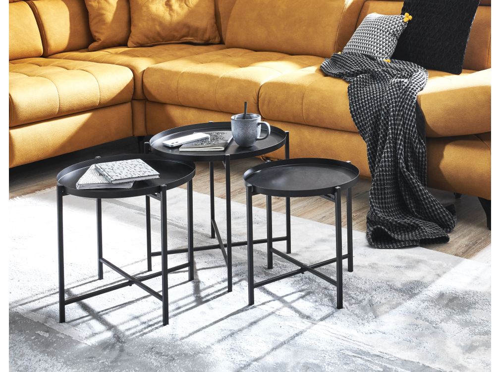 Table D'appoint Design Atmosphera Kobu - Métal Noir 36x52cm Pour Intérieur Tendance