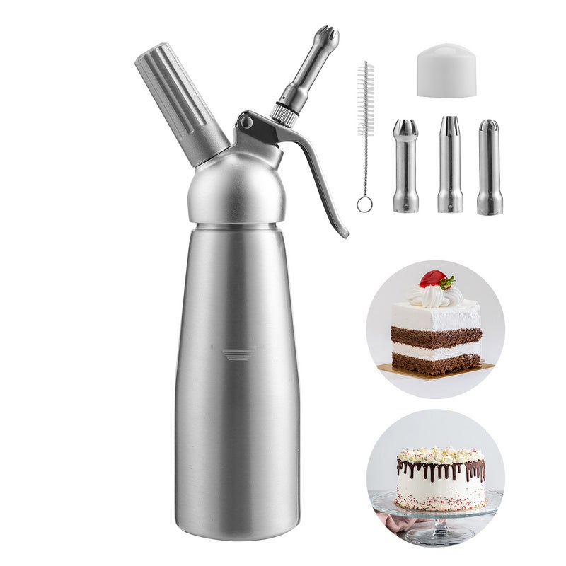 Sifone In Acciaio Inox Per Chantilly - Professionale, Con 3 Ugelli Decorativi, Capacità 500ml - Foto 9