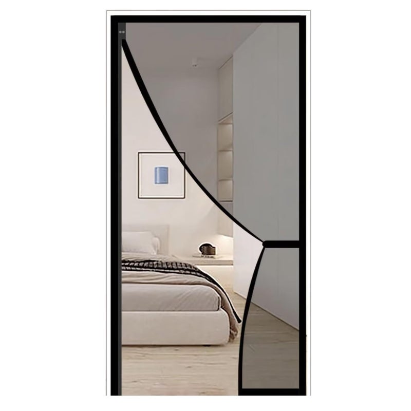 Zasłona drzwiowa przeciw owadom z magnesami, antykomarowa magnetyczna zasłona drzwiowa, czarna, 110 cm x 210 cm