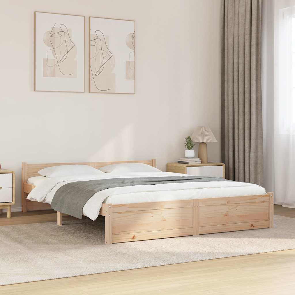 Vidaxl Estructura De Cama Doble Sin Colchón Madera Maciza 150X200 Cm V9943 150 X 200 Cm / Marrón , Leroy Merlin