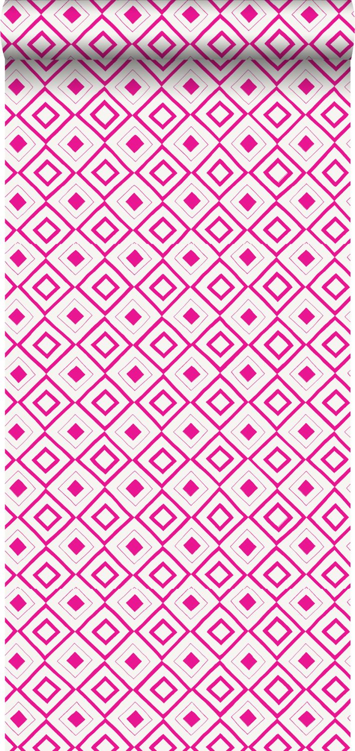 Tapeta diamenty fuksji różu - 53 cm x 10.05 m - ESTAHOME