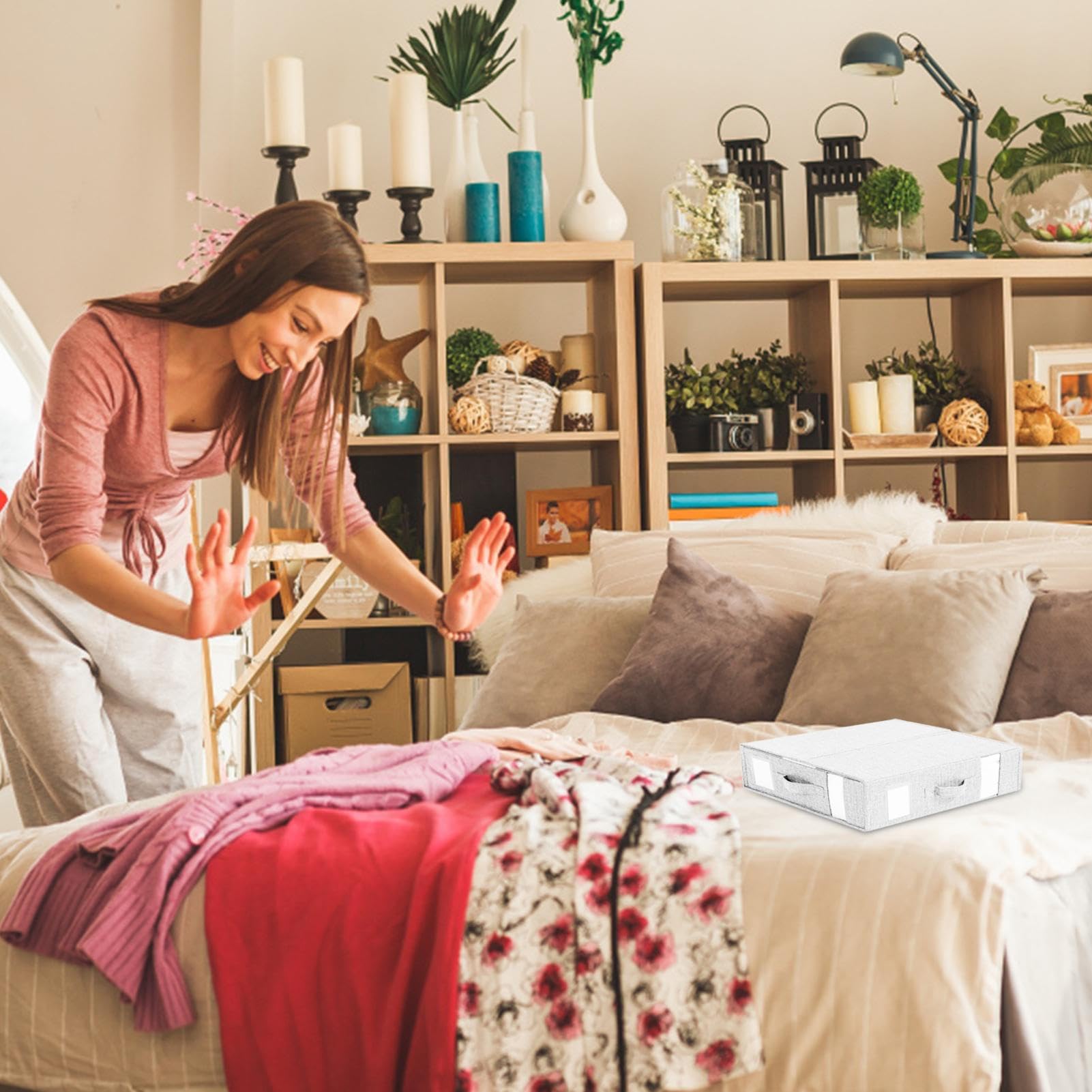 Boîte de rangement de draps, boîte de rangement de draps de garde-robe pliable, boîte de rangement de couette, blanc 1 paquet - 2