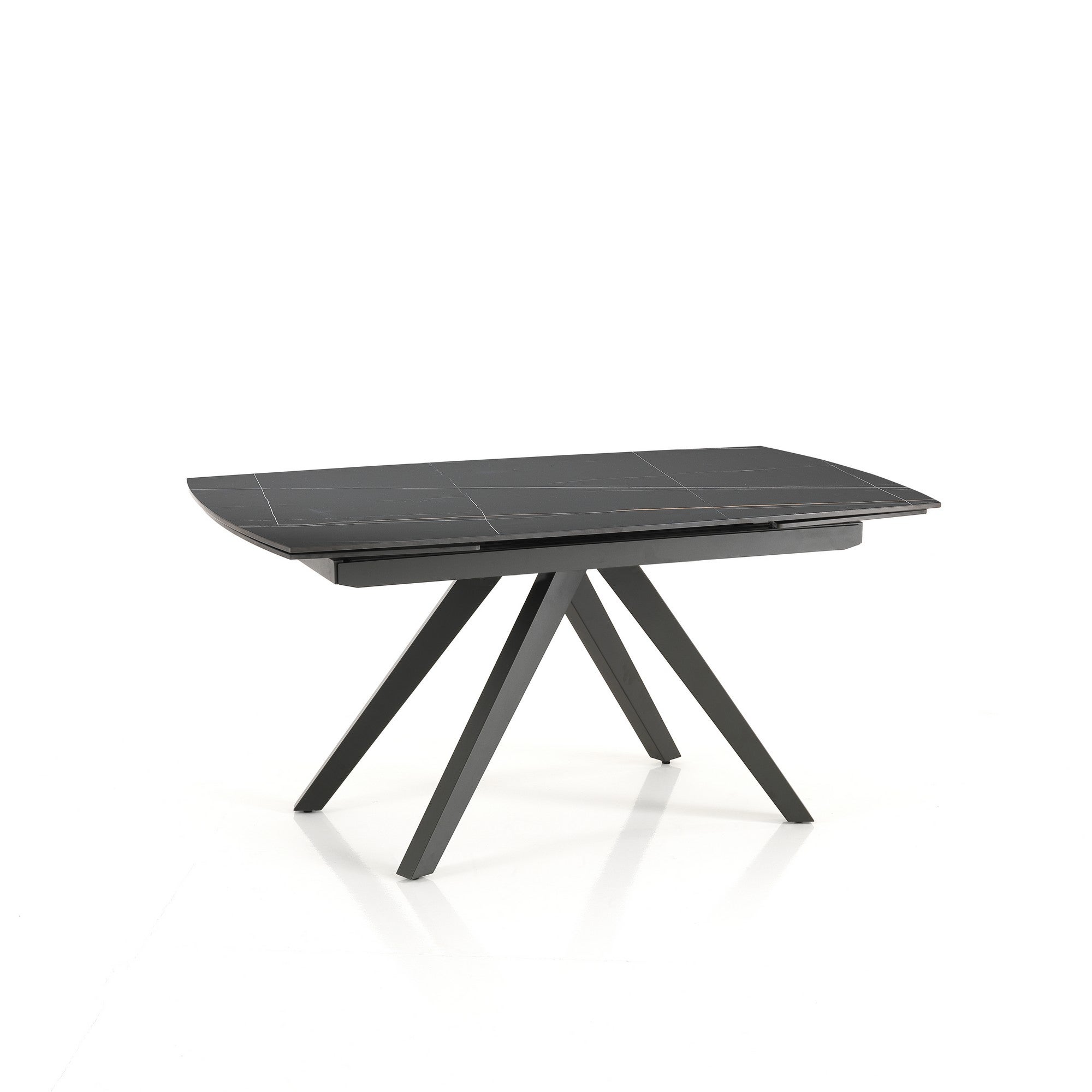 Stół rozkładany SHIN BLACK MARBLE – stal szara, ceramika Black Marble, wys. 76 cm, szer. 160 cm/238 cm, 8/10 miejsc, do jadalni