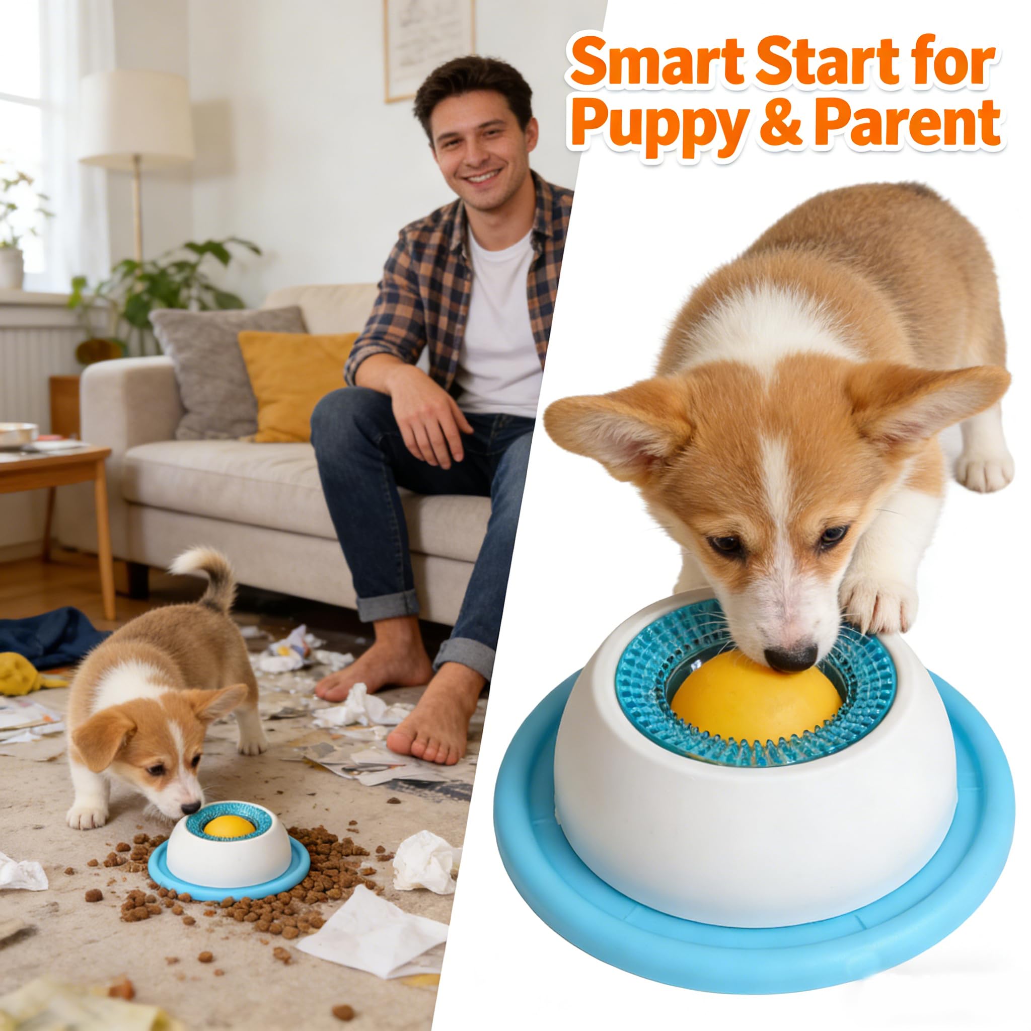 OBOSOE Tapete para lamber para cães, bola para lamber para cães, comedouro lento em ABS, ideal para cães aborrecidos (2 unidades) - 8