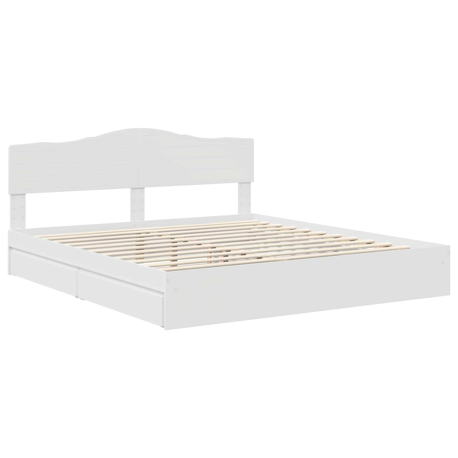 Lit de rangement réglable blanc 180 x 200 cm en panneau de bois - 4