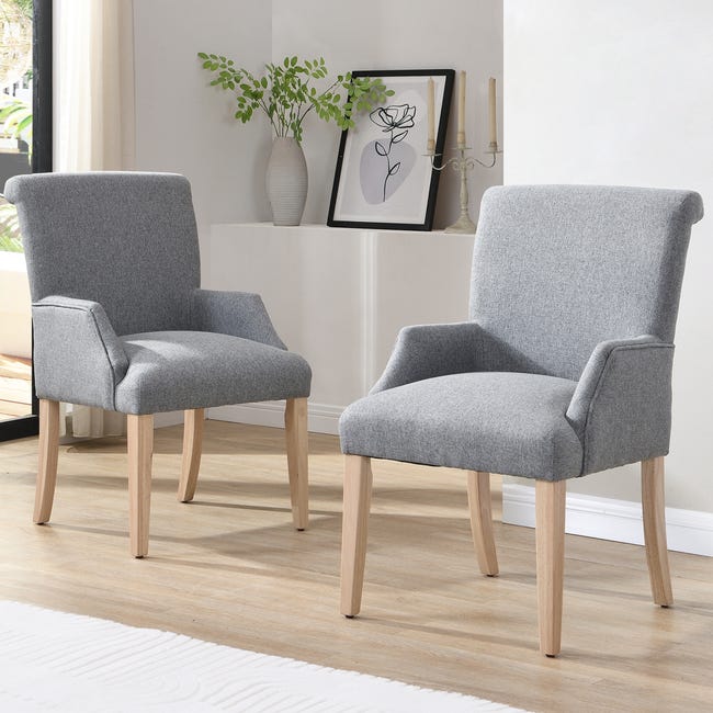 Lot de 2 chaises de salle à manger SCANDIA Bois Gris clair Lot de 2 chaises de salle à manger SCANDIA Bois Gris clair