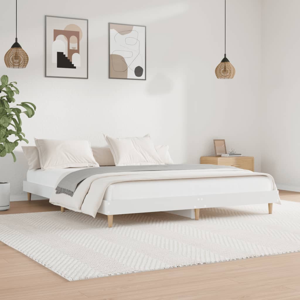 LIS Cadre de lit métal avec tête de lit blanc 140x190 cm LS008