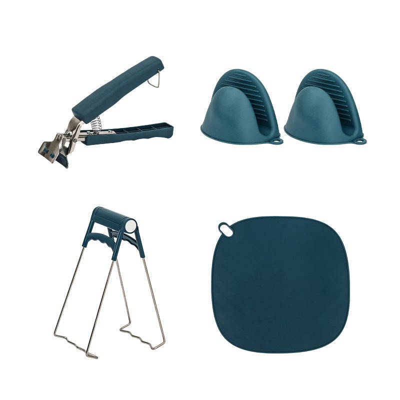 Zestaw 4 szczypiec do gorących misek, silikonowe szczypce kuchenne odporne na wysoką temperaturę, szczypce z antypoślizgową płytką, klipsy do misek za