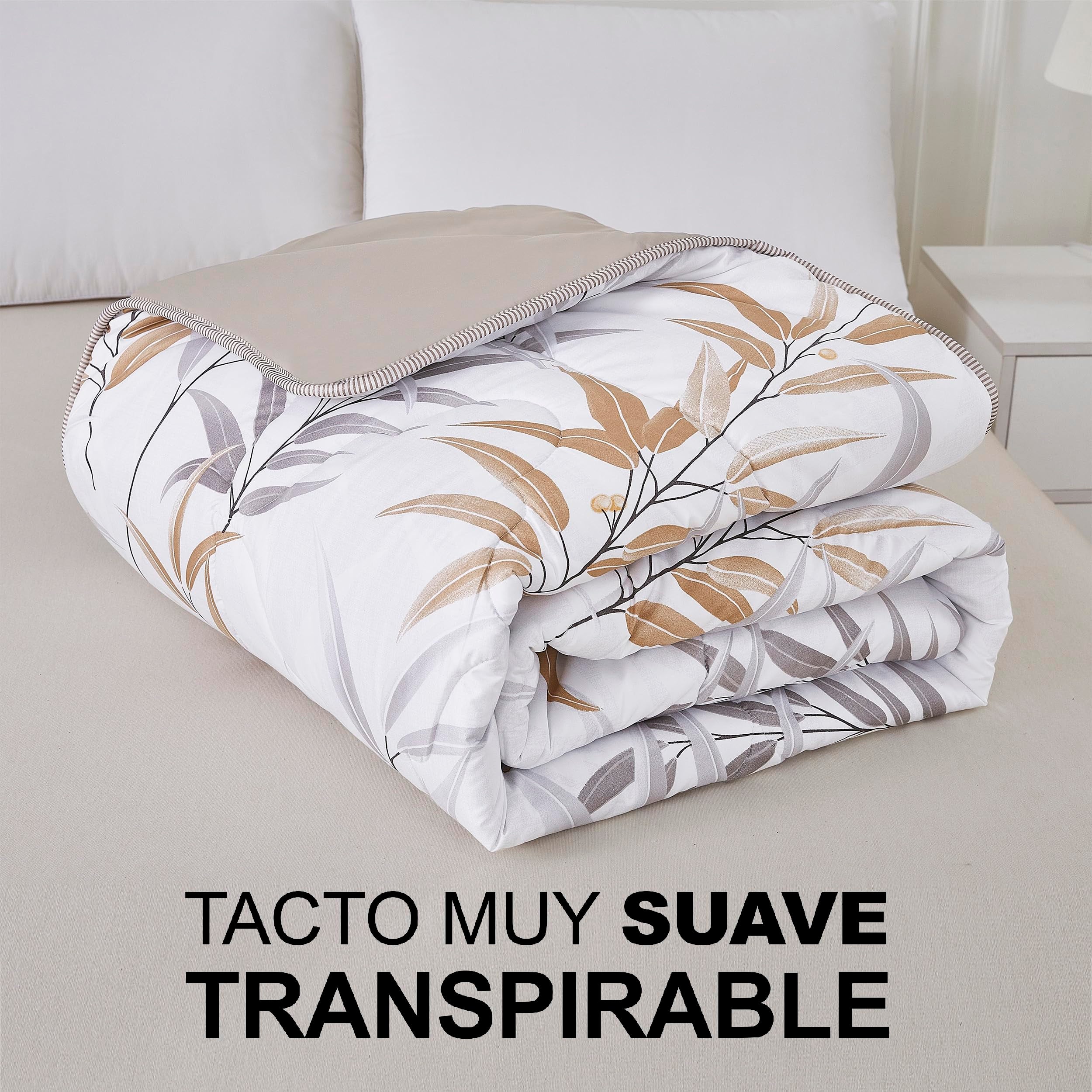 TIENDA EURASIA – Edredón Nórdico Reversible, 300g/m2, Taupe, Cama 135/150 220x240 cm - 2